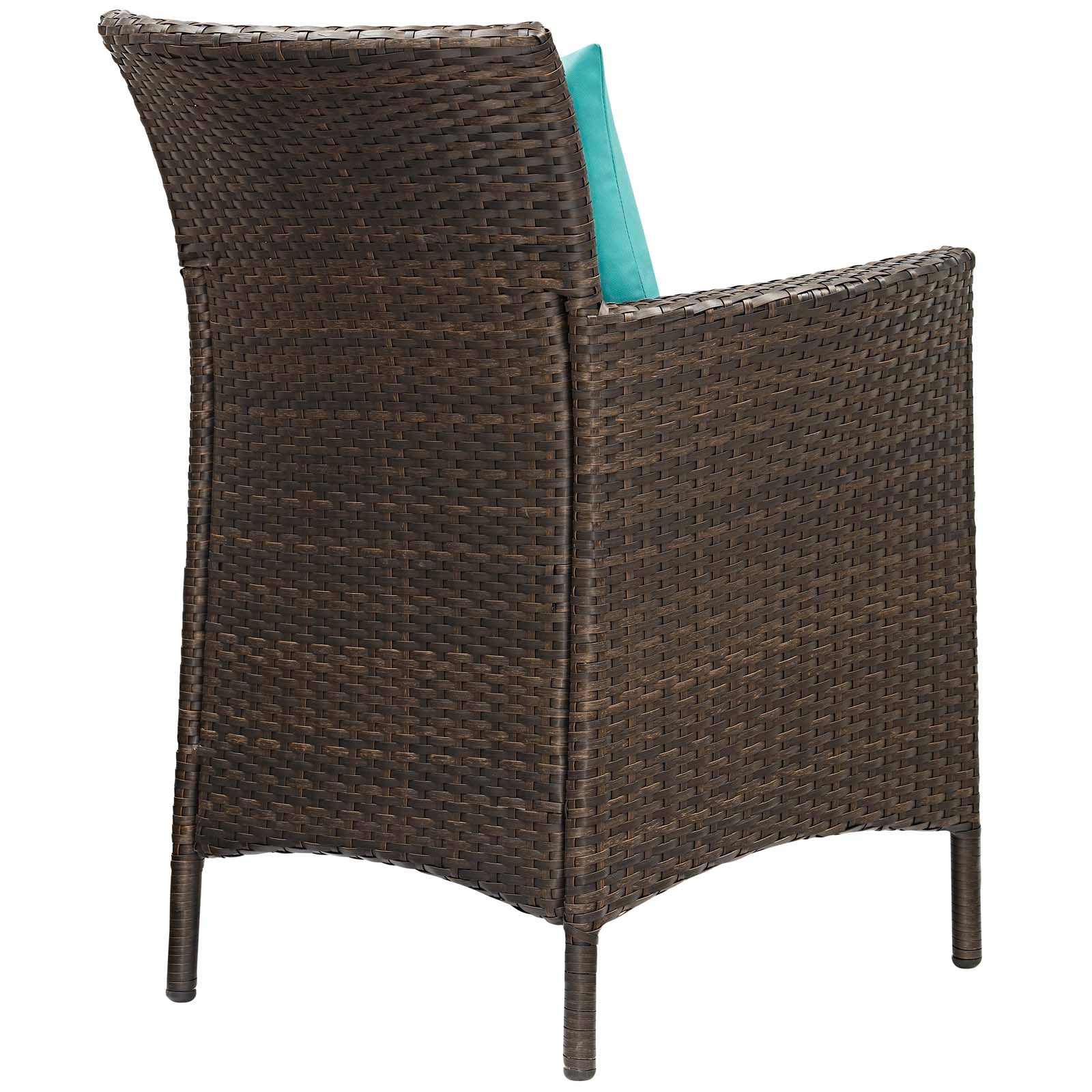Modway Outdoor Dining Sets - Conduit 7 Piece Outdoor Patio Wicker Rattan Dining Set Brown Turquoise