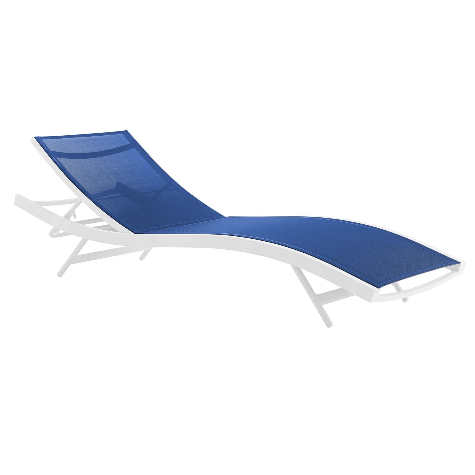Modway Outdoor Loungers - Glimpse Outdoor Patio Mesh Chaise Lounge White & Gray (Set Of 4)
