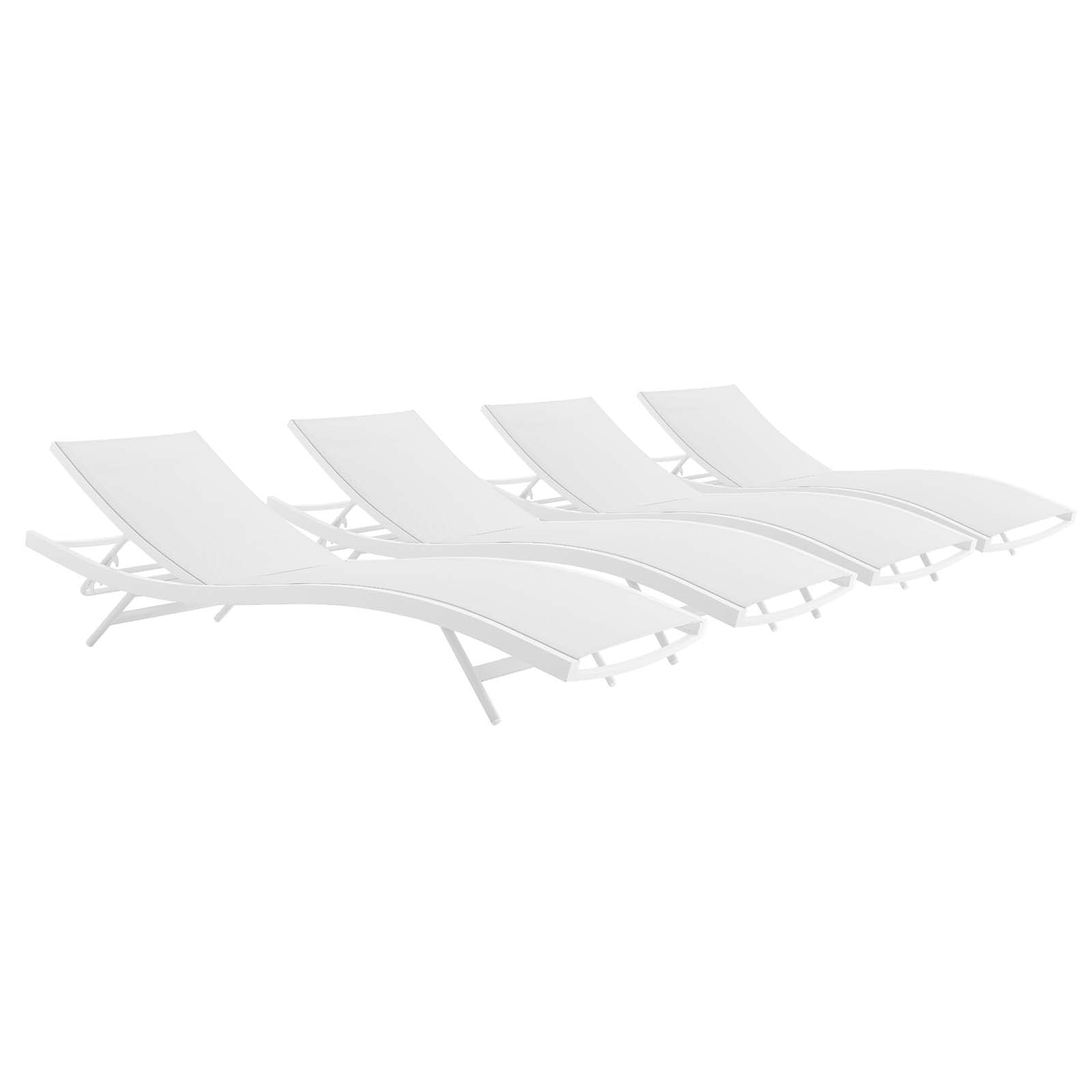Modway Loungers - Glimpse Outdoor Patio Mesh Chaise Lounge Set of 4 White White