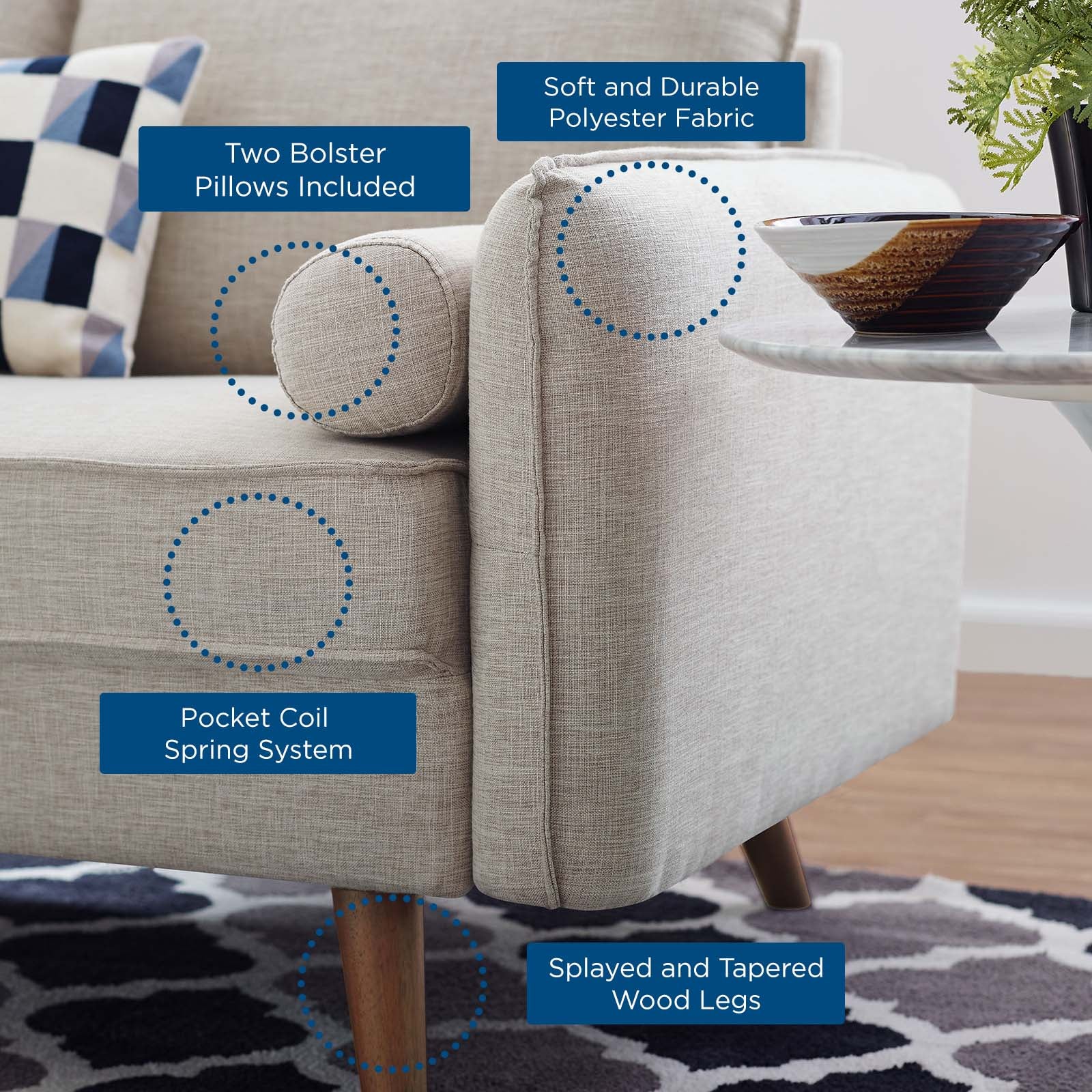 Modway Sofas & Couches - Revive-Upholstered-Fabric-Sofa-and-Loveseat-Set-Beige