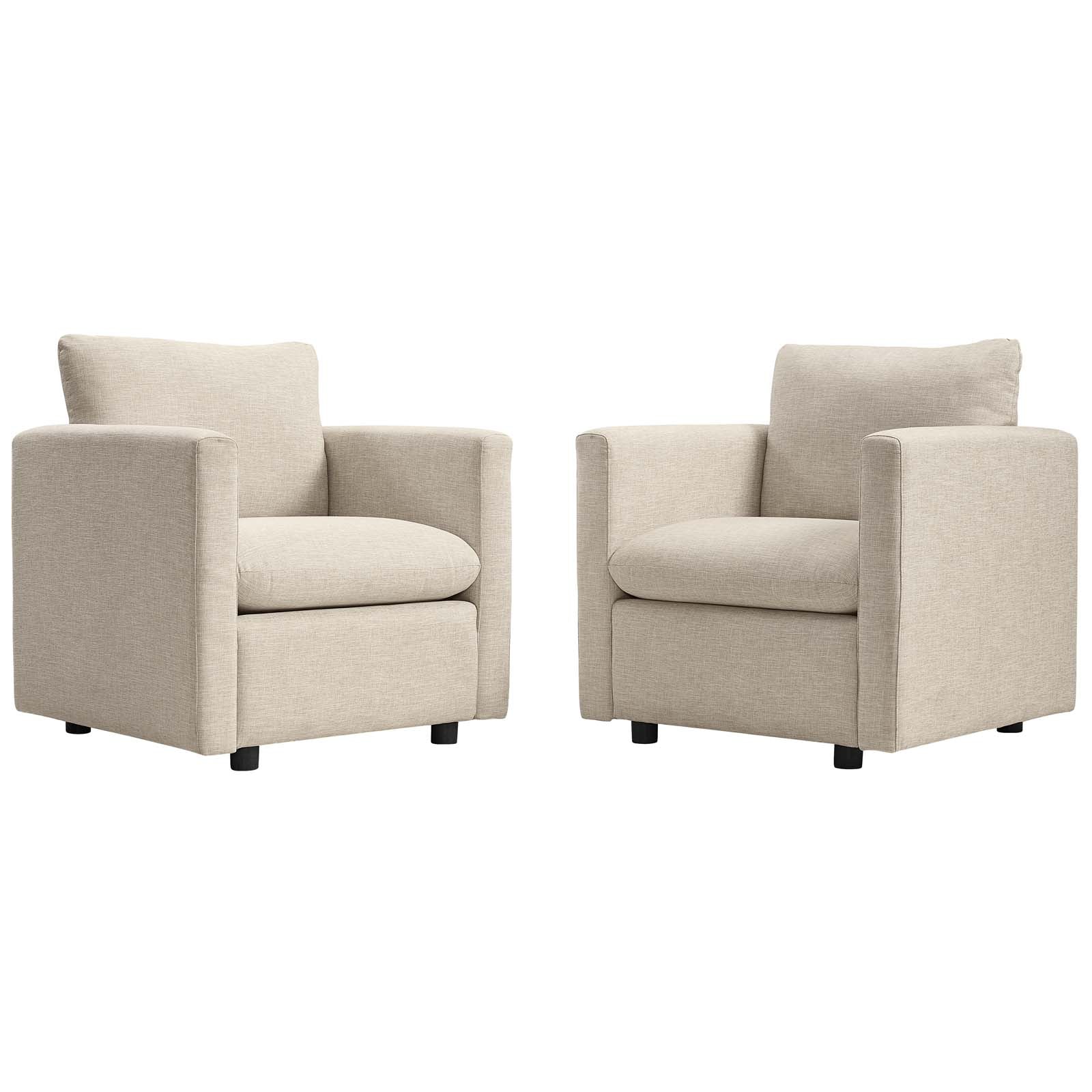 Modway Chairs - Activate Upholstered Fabric Armchair Beige ( Set of 2 )