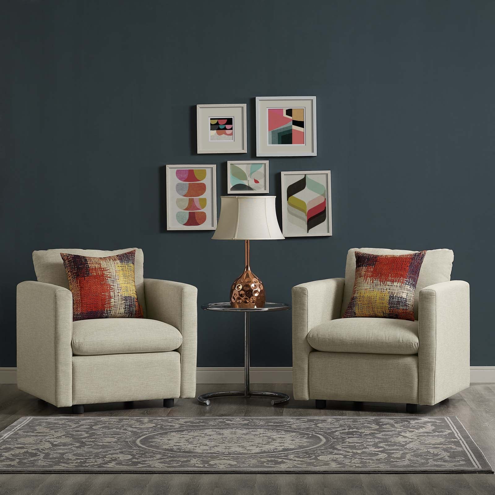 Modway Chairs - Activate Upholstered Fabric Armchair Beige ( Set of 2 )