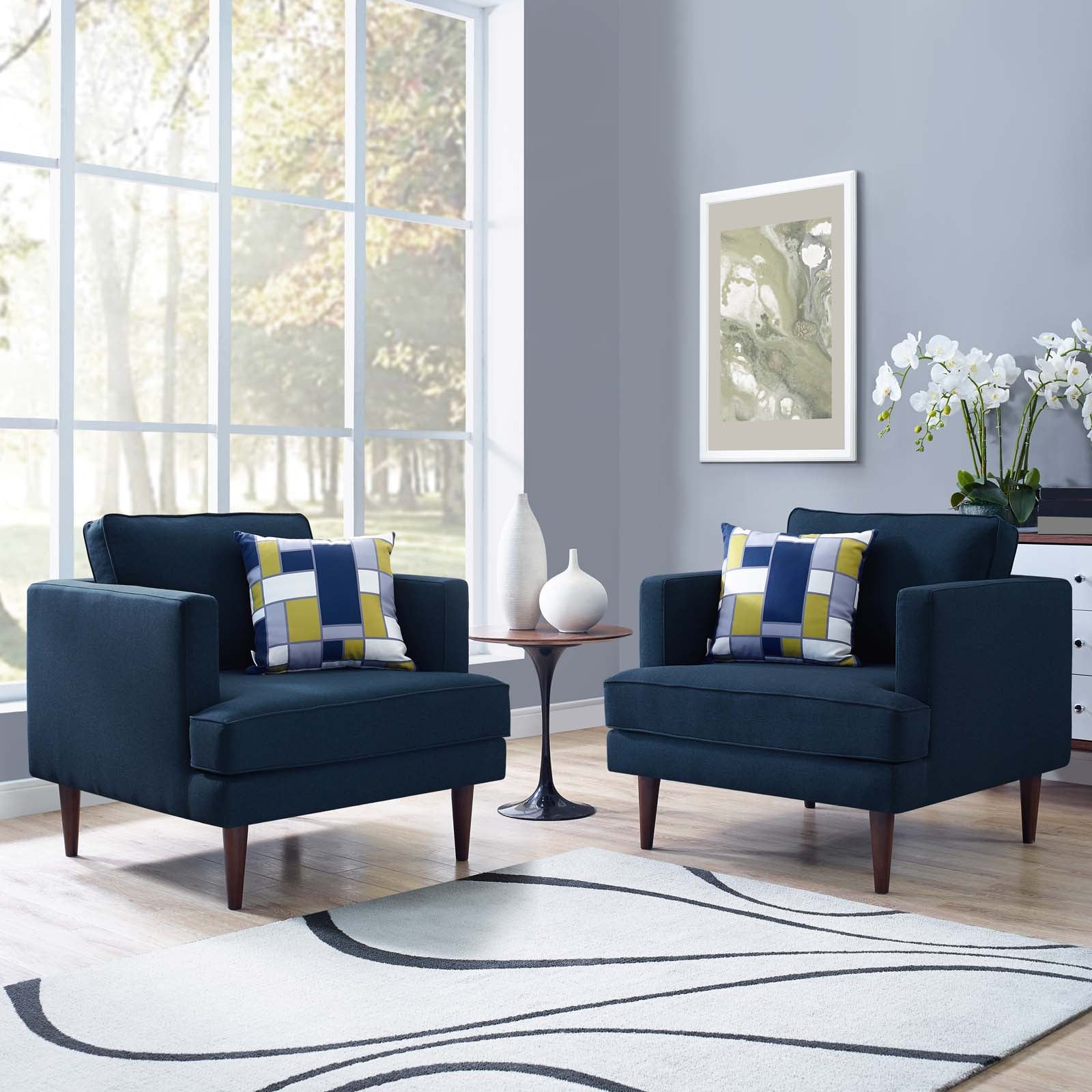 Modway Living Room Sets - Agile Upholstered Fabric Armchair Set of 2 Blue