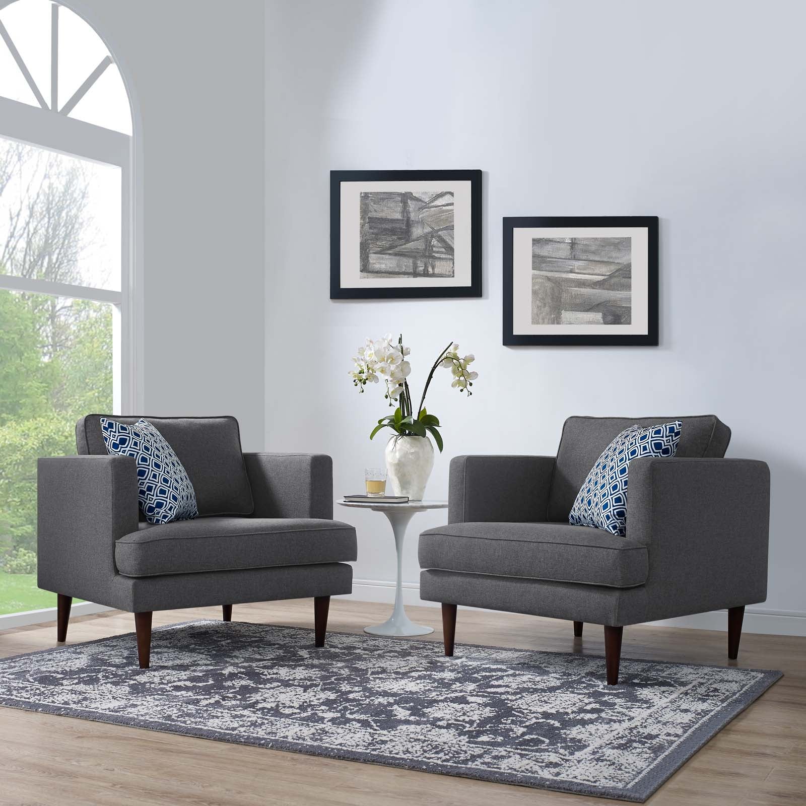 Modway Living Room Sets - Agile Upholstered Fabric Armchair Set of 2 Gray