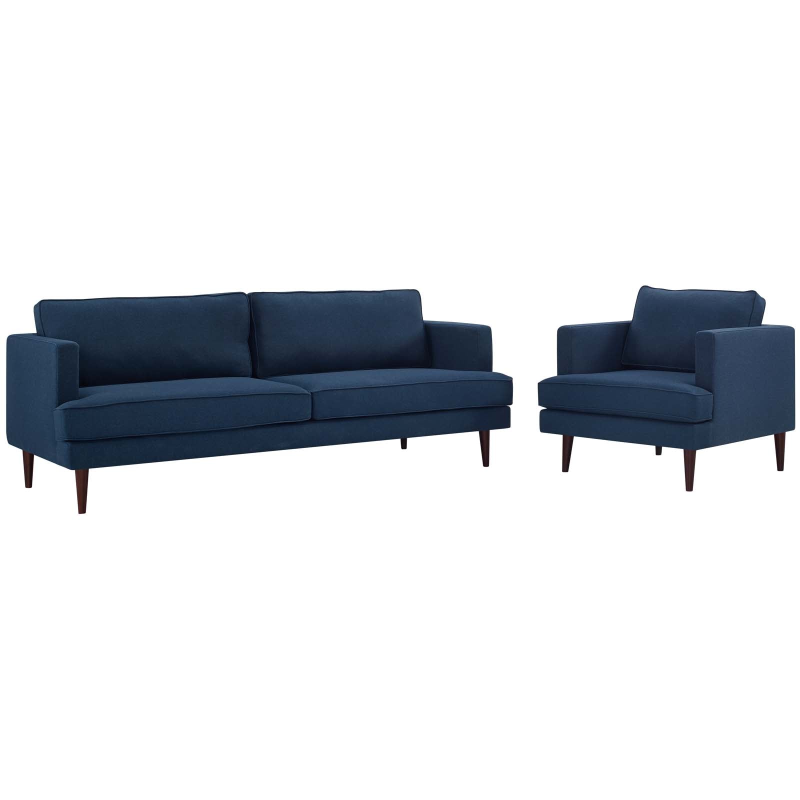 Modway Living Room Sets - Agile Upholstered Fabric Sofa and Armchair Set Blue