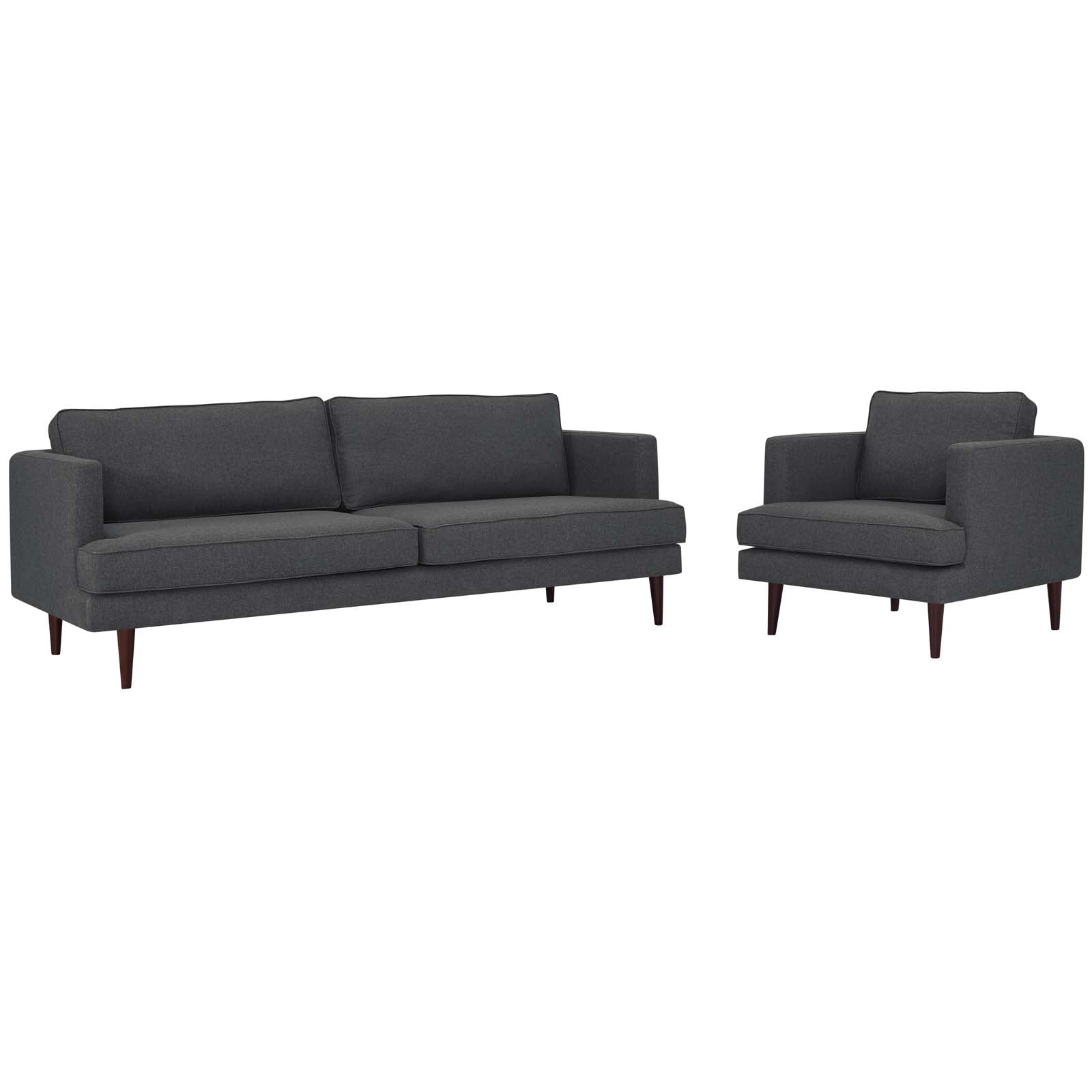 Modway Living Room Sets - Agile Upholstered Fabric Sofa and Armchair Set Gray