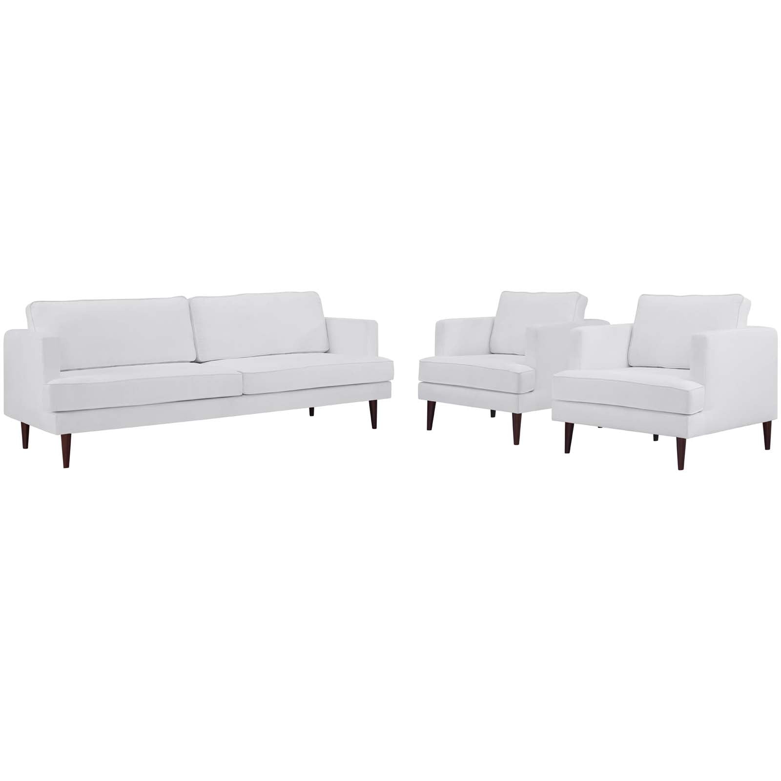 Modway Living Room Sets - Agile 3 Piece Upholstered Fabric Set White