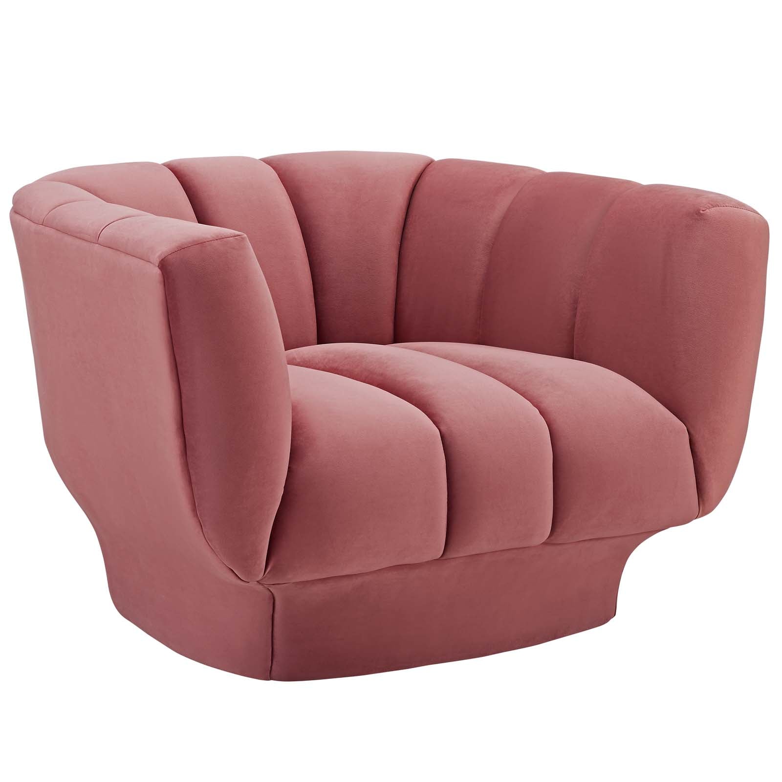 Modway Living Room Sets - Entertain Vertical Channel Tufted Performance Velvet Armchair Set of 2 Dusty Rose