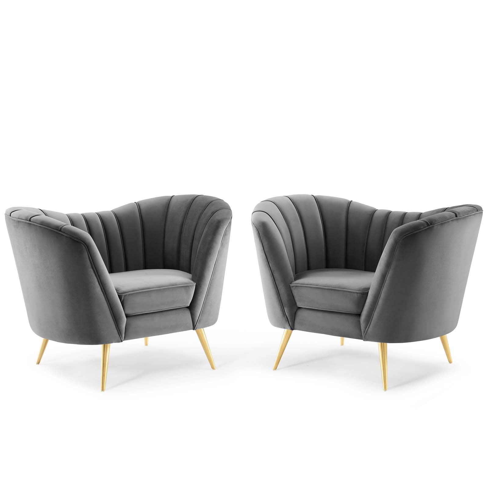 Modway Living Room Sets - Opportunity Performance Velvet Armchair Set of 2 Gray