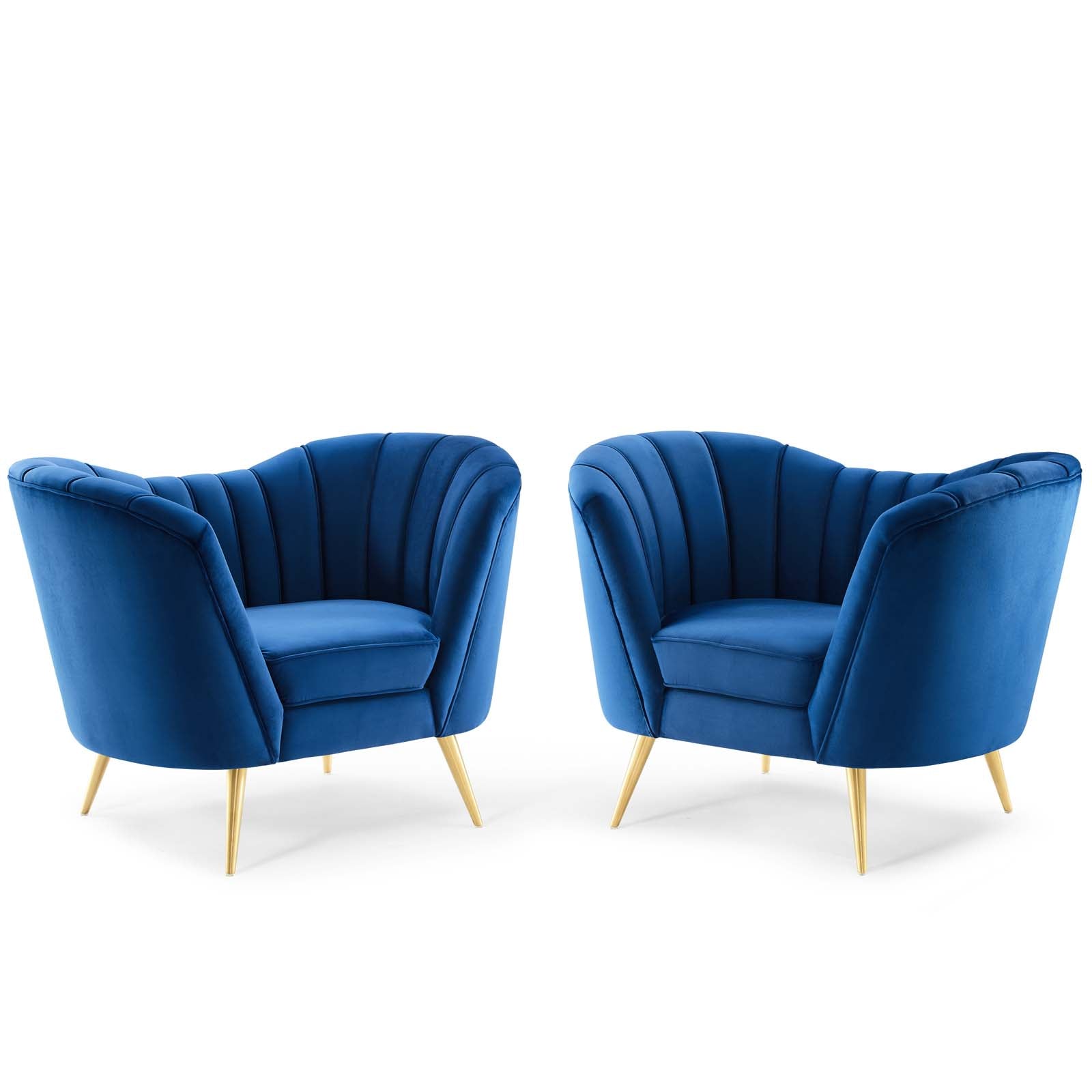 Modway Living Room Sets - Opportunity Performance Velvet Armchair Set of 2 Navy