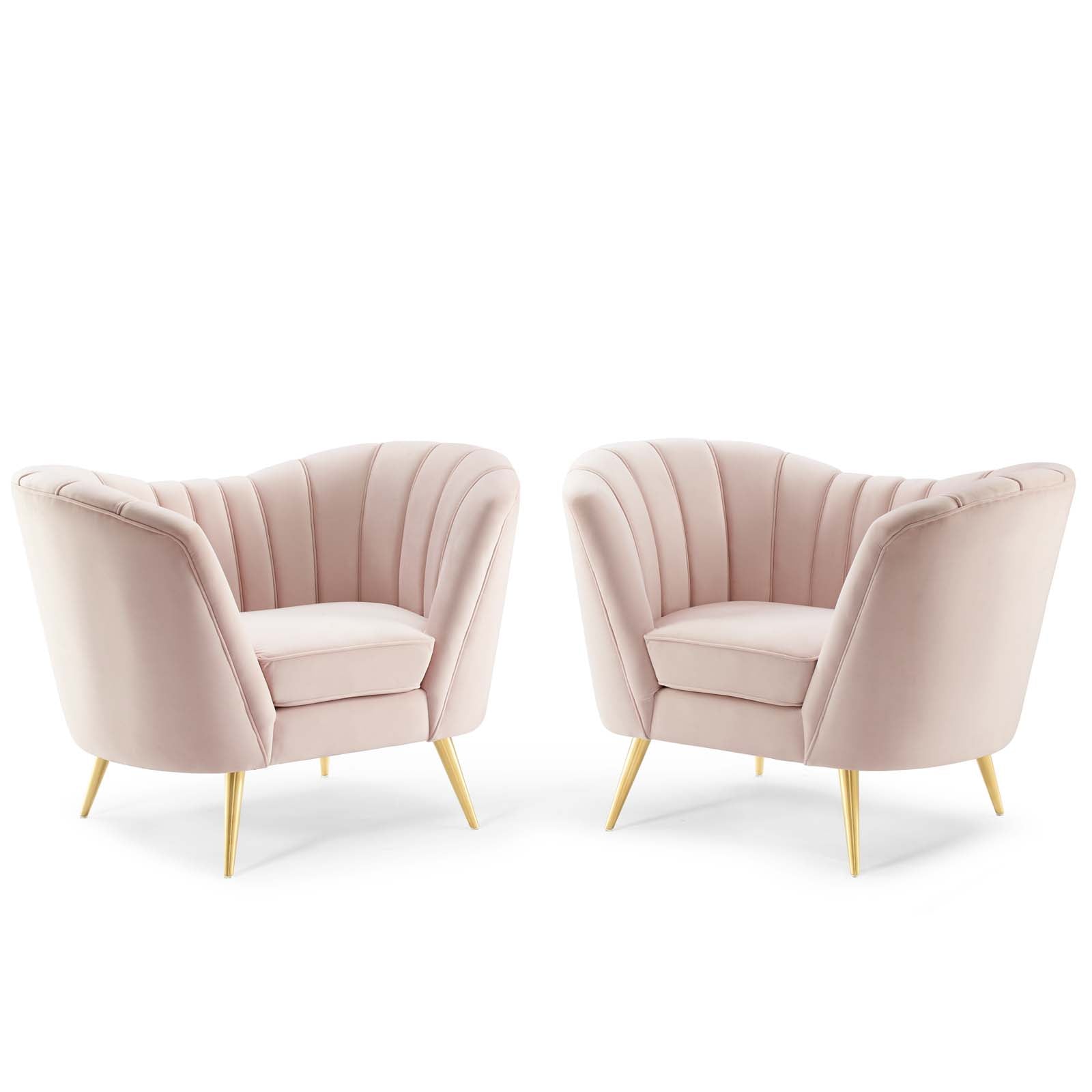 Modway Living Room Sets - Opportunity Performance Velvet Armchair Set of 2 Pink