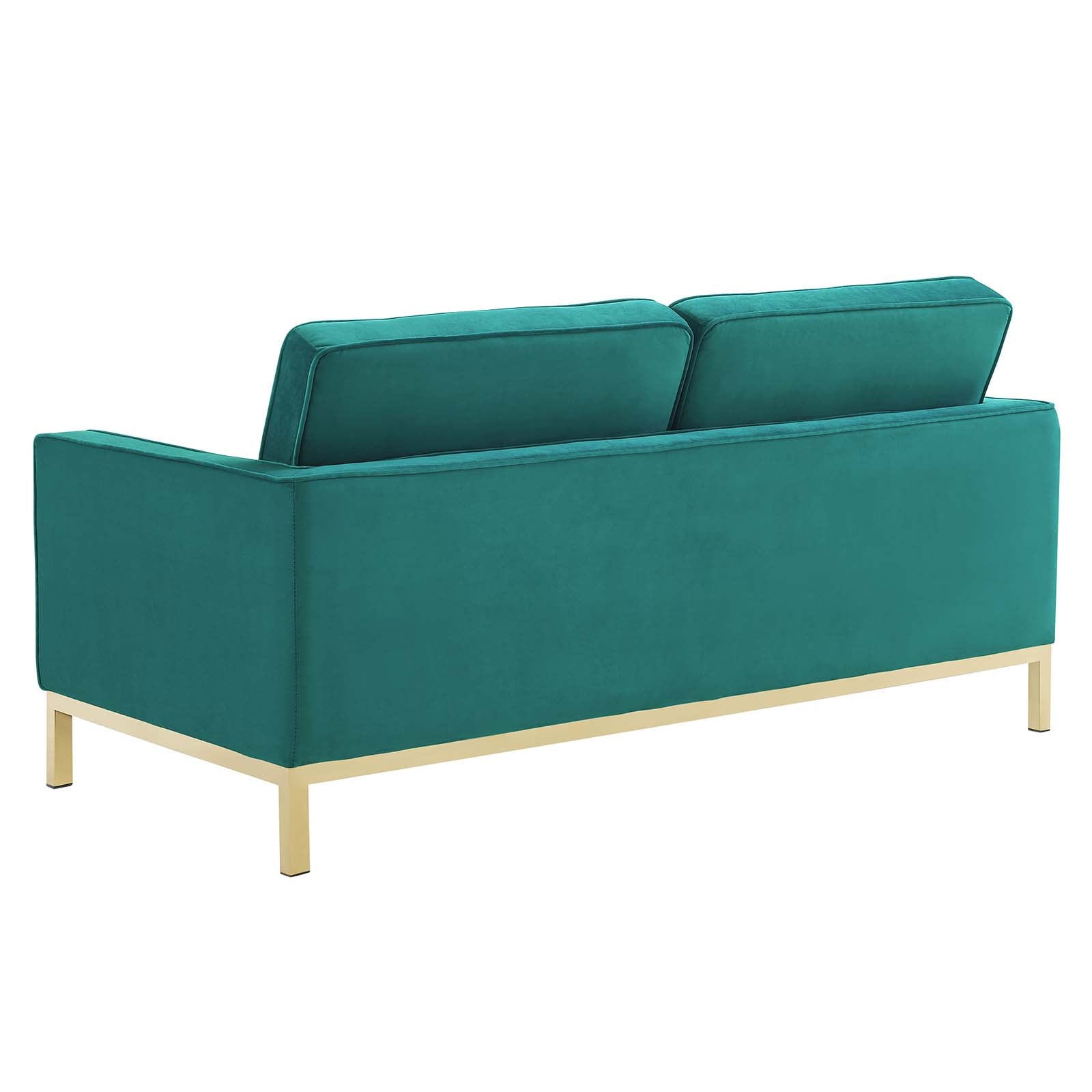 Modway Living Room Sets - Loft Gold Stainless Steel Leg Performance Velvet Sofa and Loveseat Set Gold Teal