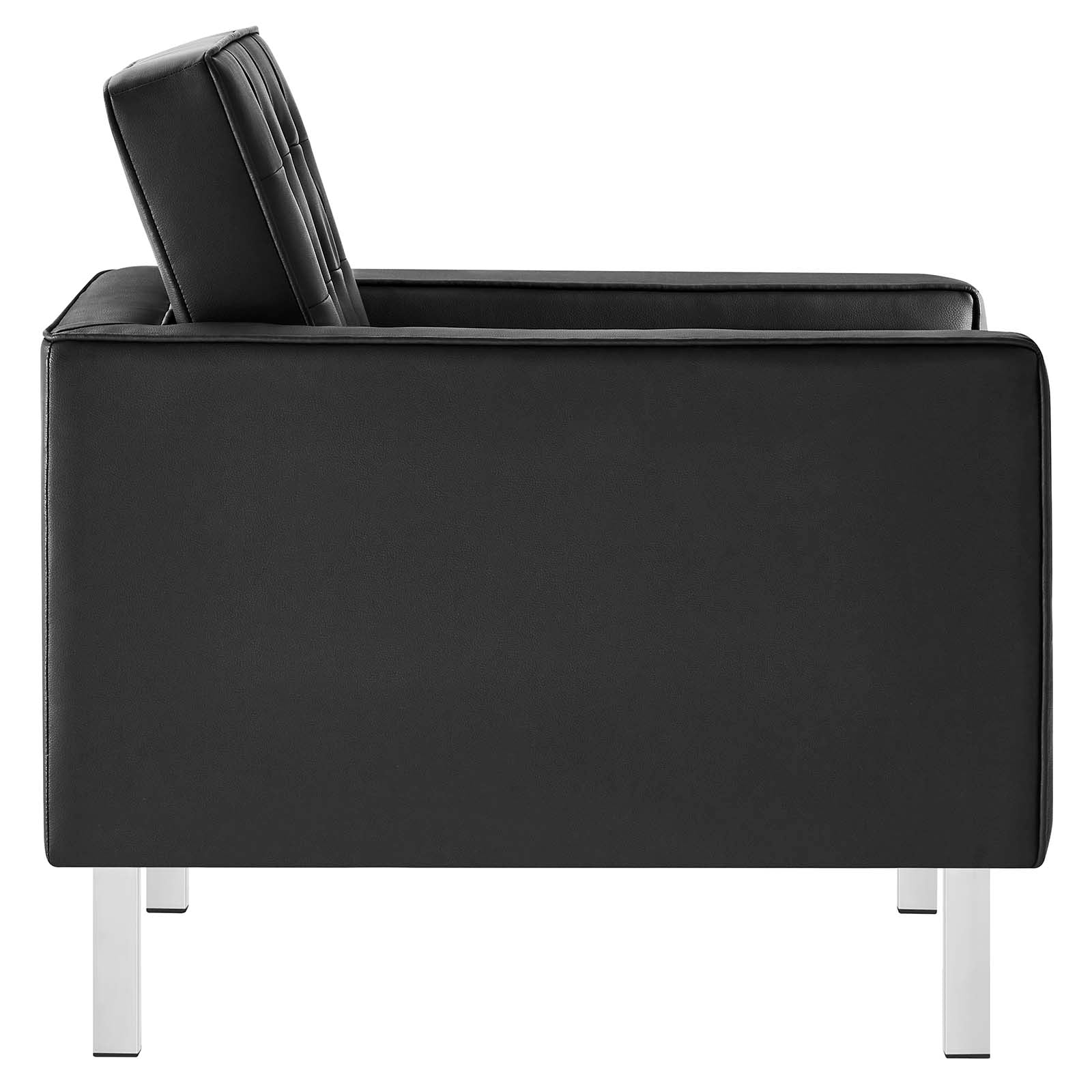 Modway Living Room Sets - Loft Tufted Upholstered Faux Leather Armchair Set of 2 Silver Black