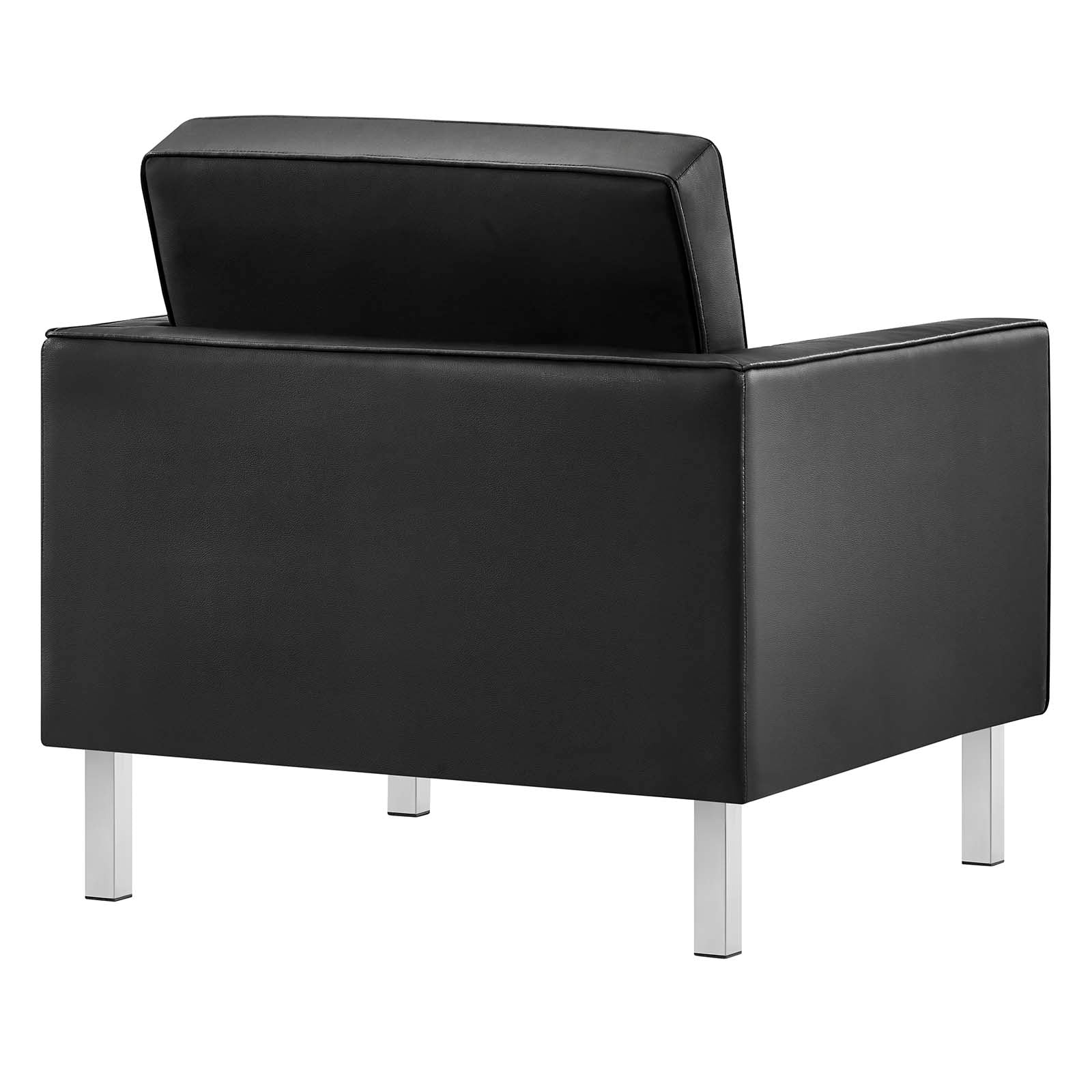 Modway Living Room Sets - Loft Tufted Upholstered Faux Leather Armchair Set of 2 Silver Black
