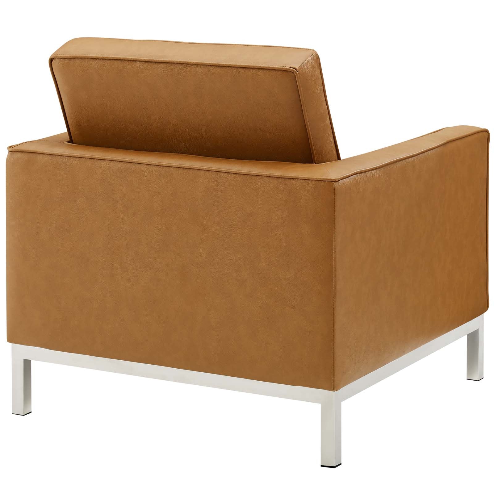 Modway Living Room Sets - Loft 3 Piece Upholstered Faux Leather Set Silver Tan