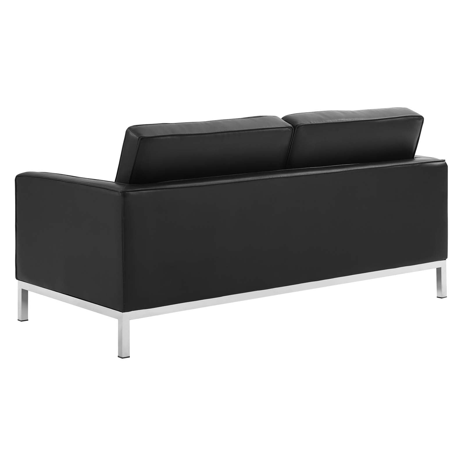 Modway Living Room Sets - Loft-Tufted-Upholstered-Faux-Leather-3-Piece-Set-Silver-Black