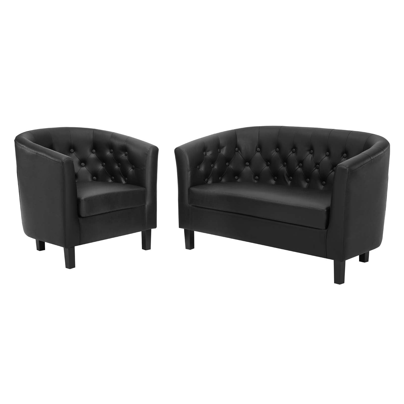 Modway Living Room Sets - Prospect Upholstered Vinyl Loveseat and Armchair Set Black