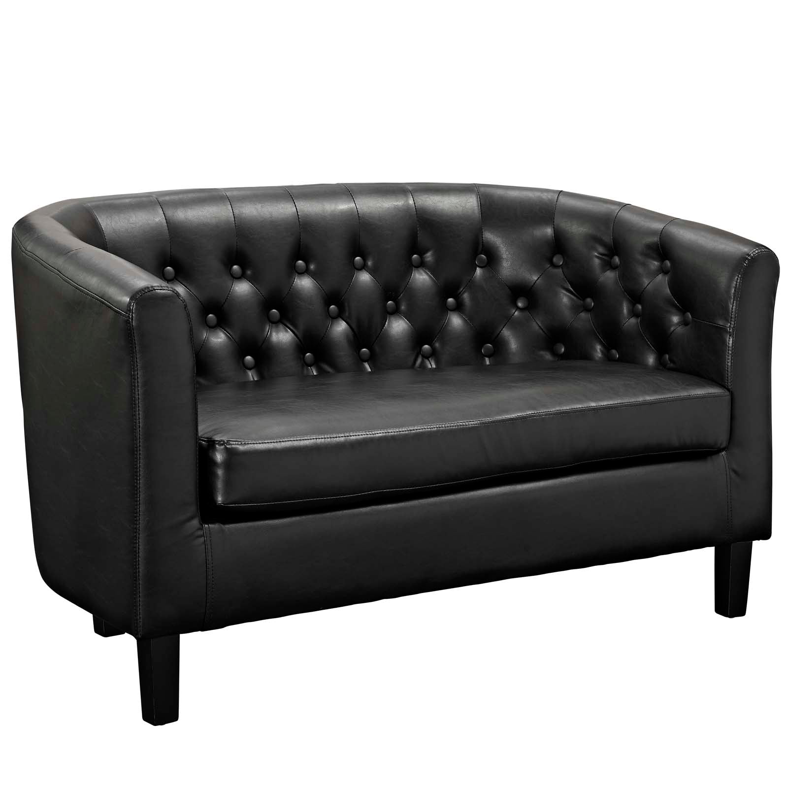 Modway Living Room Sets - Prospect Upholstered Vinyl Loveseat and Armchair Set Black