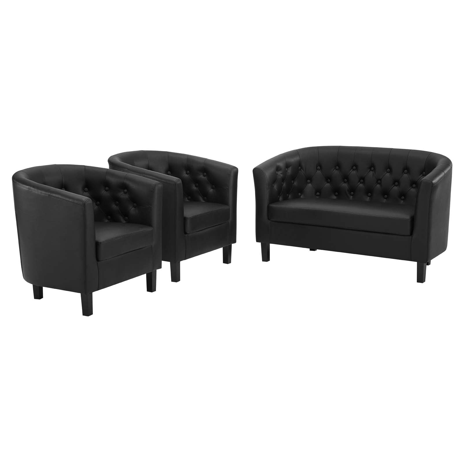 Modway Living Room Sets - Prospect 3 Piece Upholstered Vinyl Set Black
