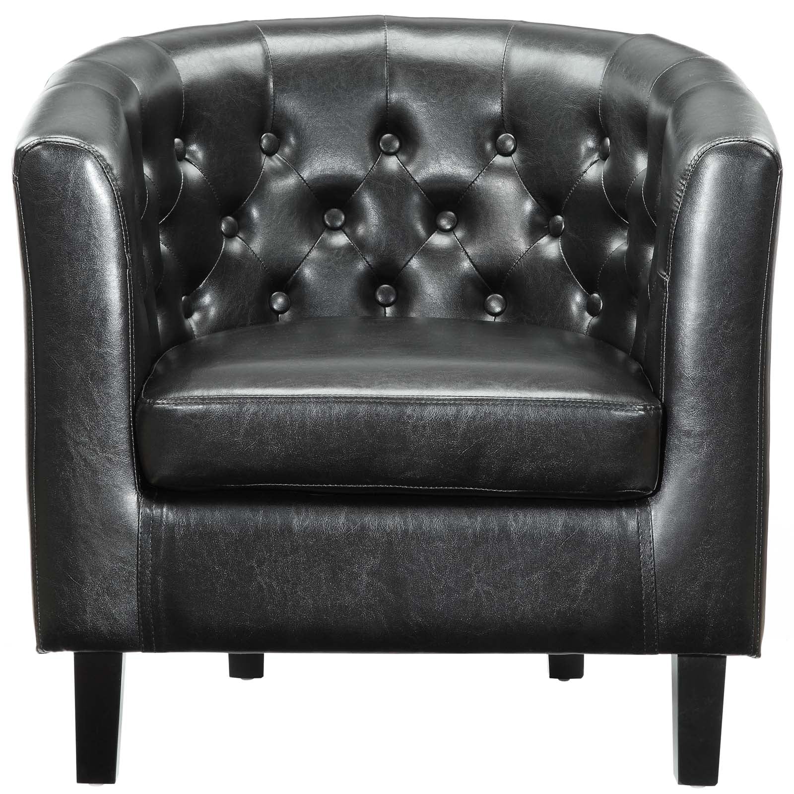 Modway Living Room Sets - Prospect 3 Piece Upholstered Vinyl Set Black