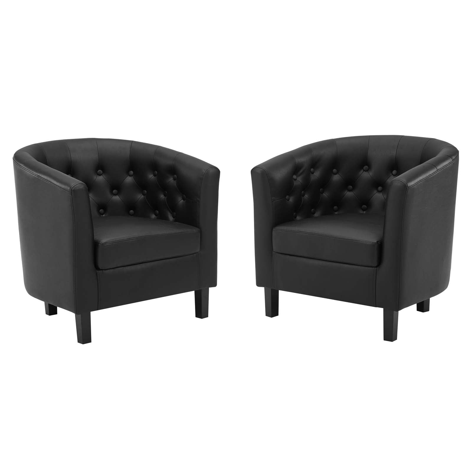 Modway Accent Chairs - Prospect Upholstered Vinyl Armchair Set of 2 Black