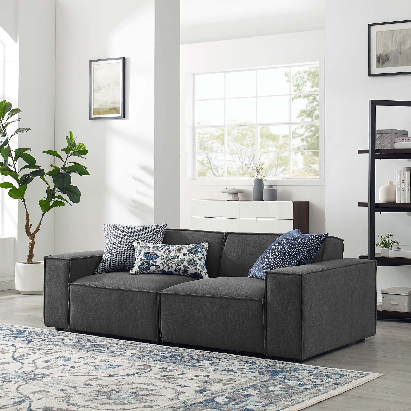 Modway Sofas & Couches - Restore 2-Piece Sofa Charcoal