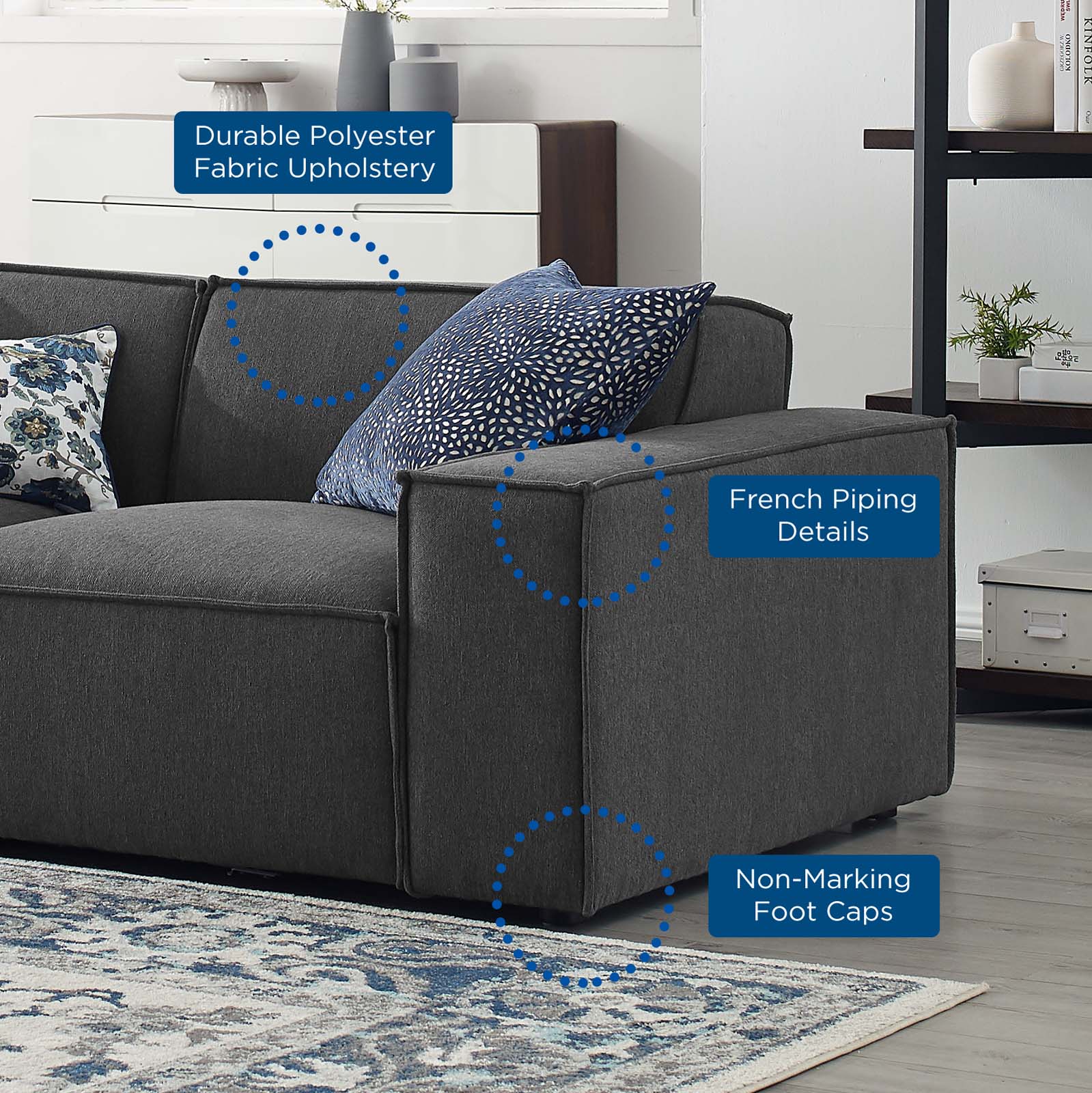 Modway Sofas & Couches - Restore 3-Piece Sofa Charcoal