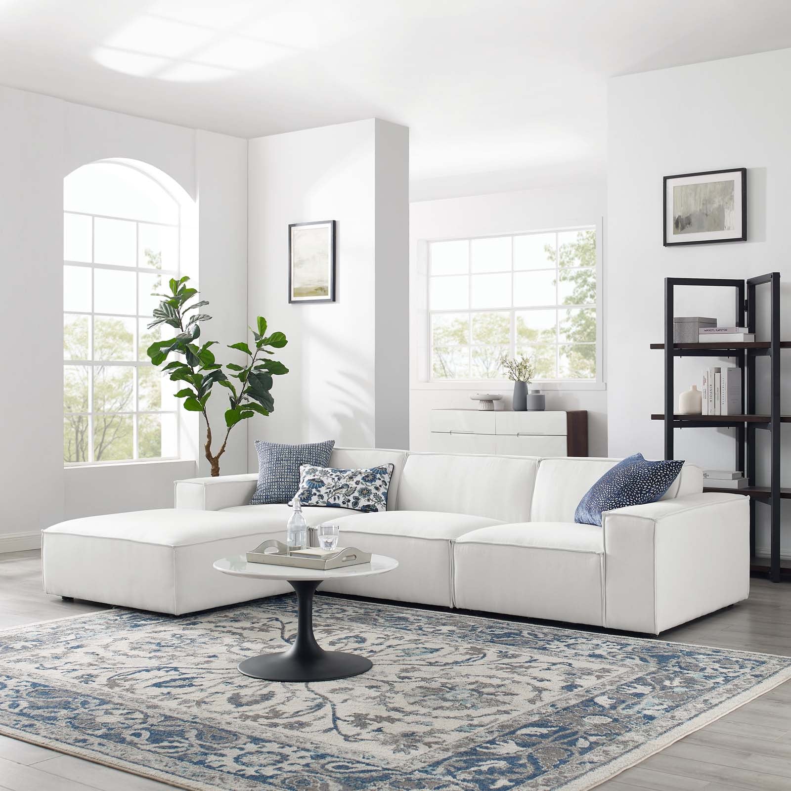Modway Sectional Sofas - Restore 4 Piece Sectional Sofa White 123"W