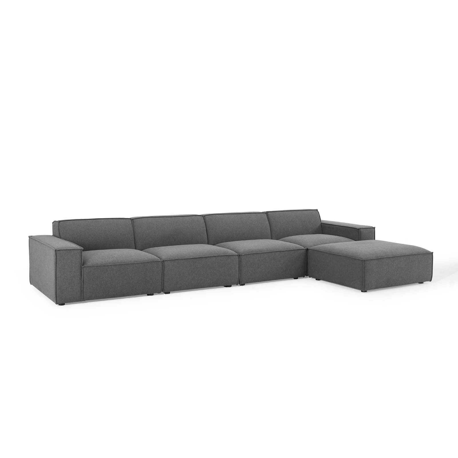 Modway Sectional Sofas - 164" Restore 5-Piece Sectional Sofa Charcoal