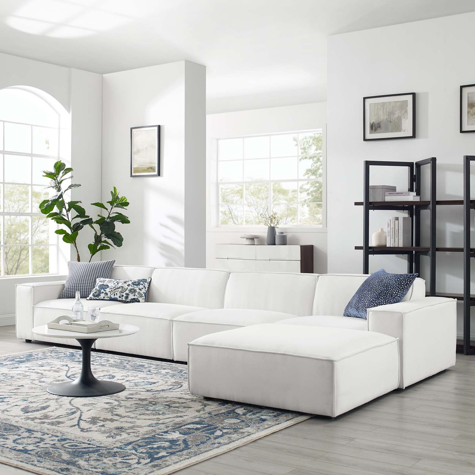 Modway Sectional Sofas - Restore 5-Piece Sectional Sofa White 164"
