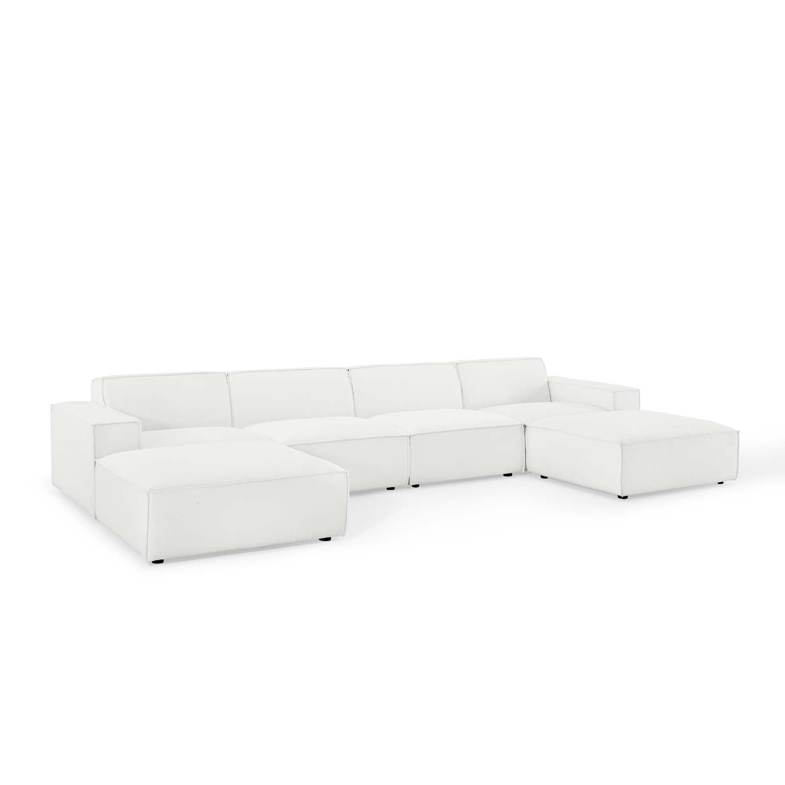 Modway Sectional Sofas - Restore 6-Piece Sectional Sofa 28" H White