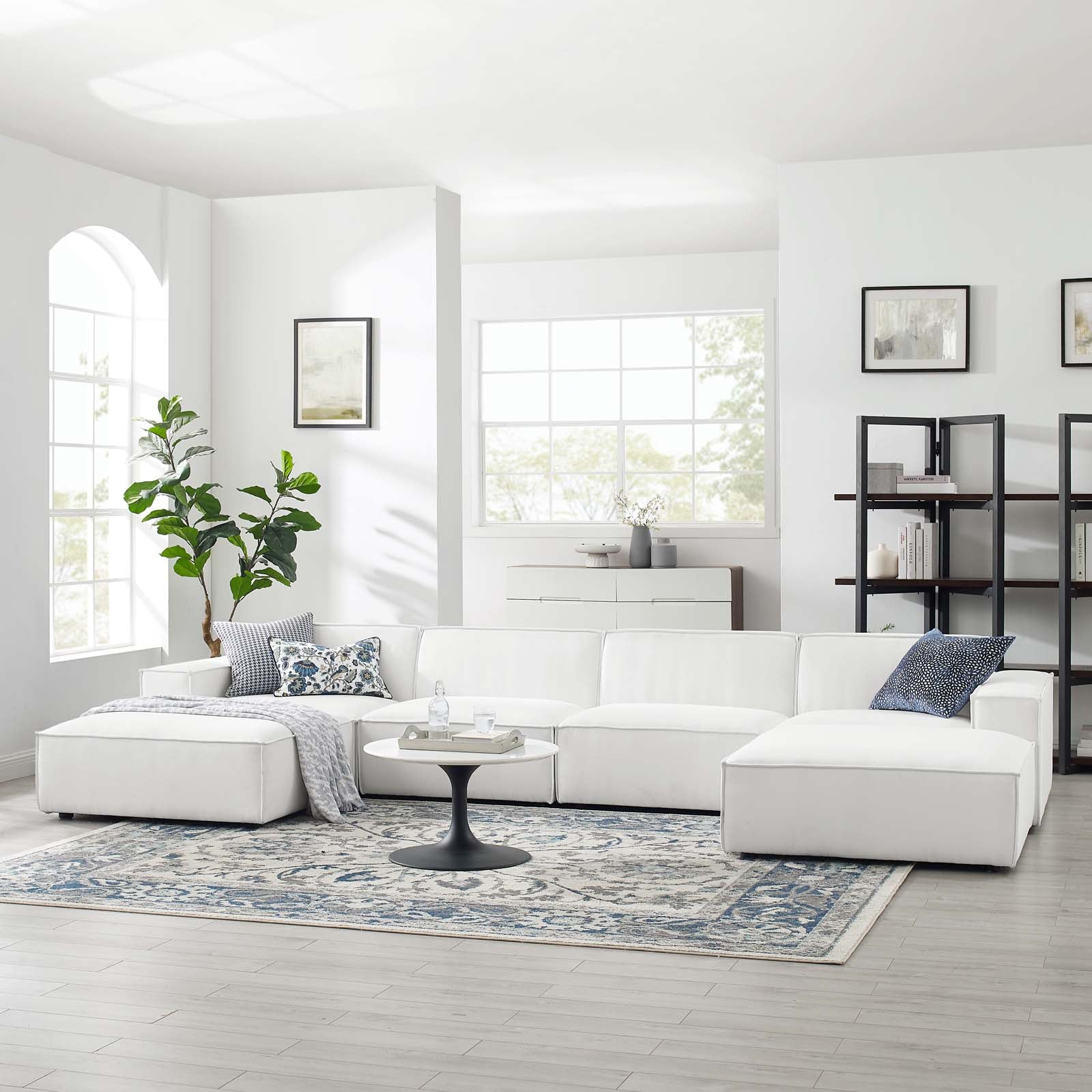 Modway Sectional Sofas - Restore 6-Piece Sectional Sofa 28" H White