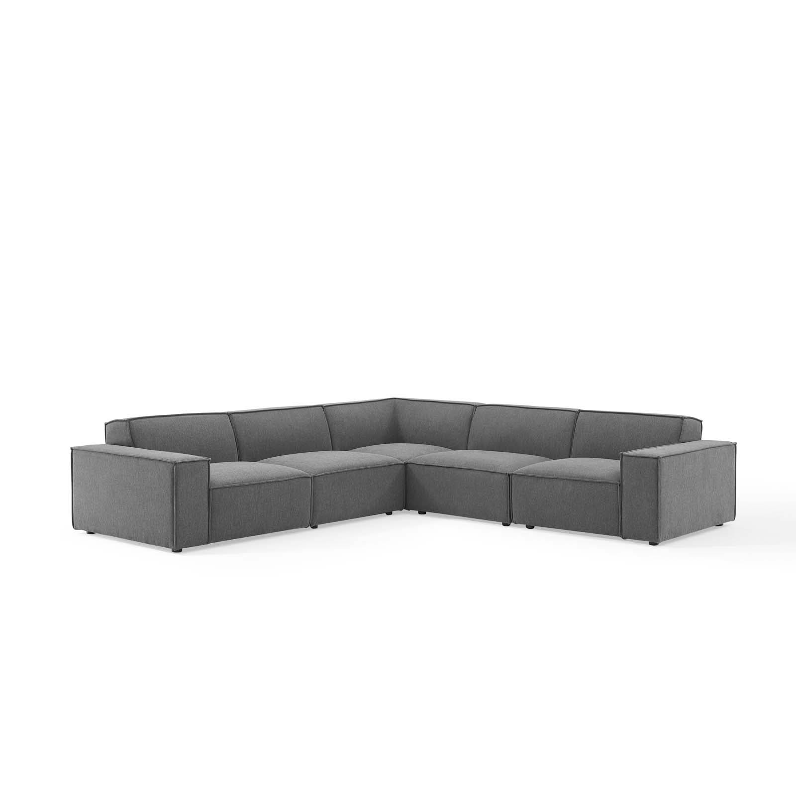 Modway Sectional Sofas - Restore 5-Piece Sectional Sofa Charcoal