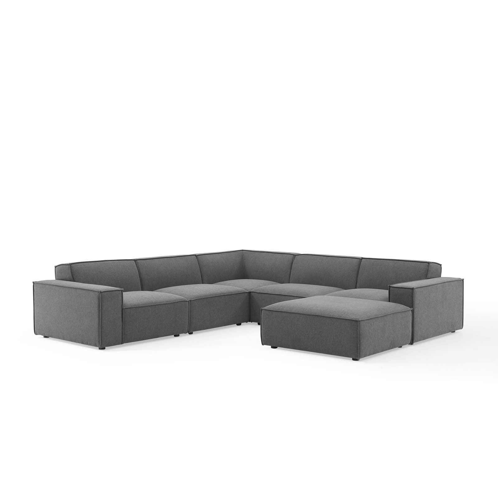Modway Sectional Sofas - Restore 6-Piece Sectional Sofa Charcoal 122"