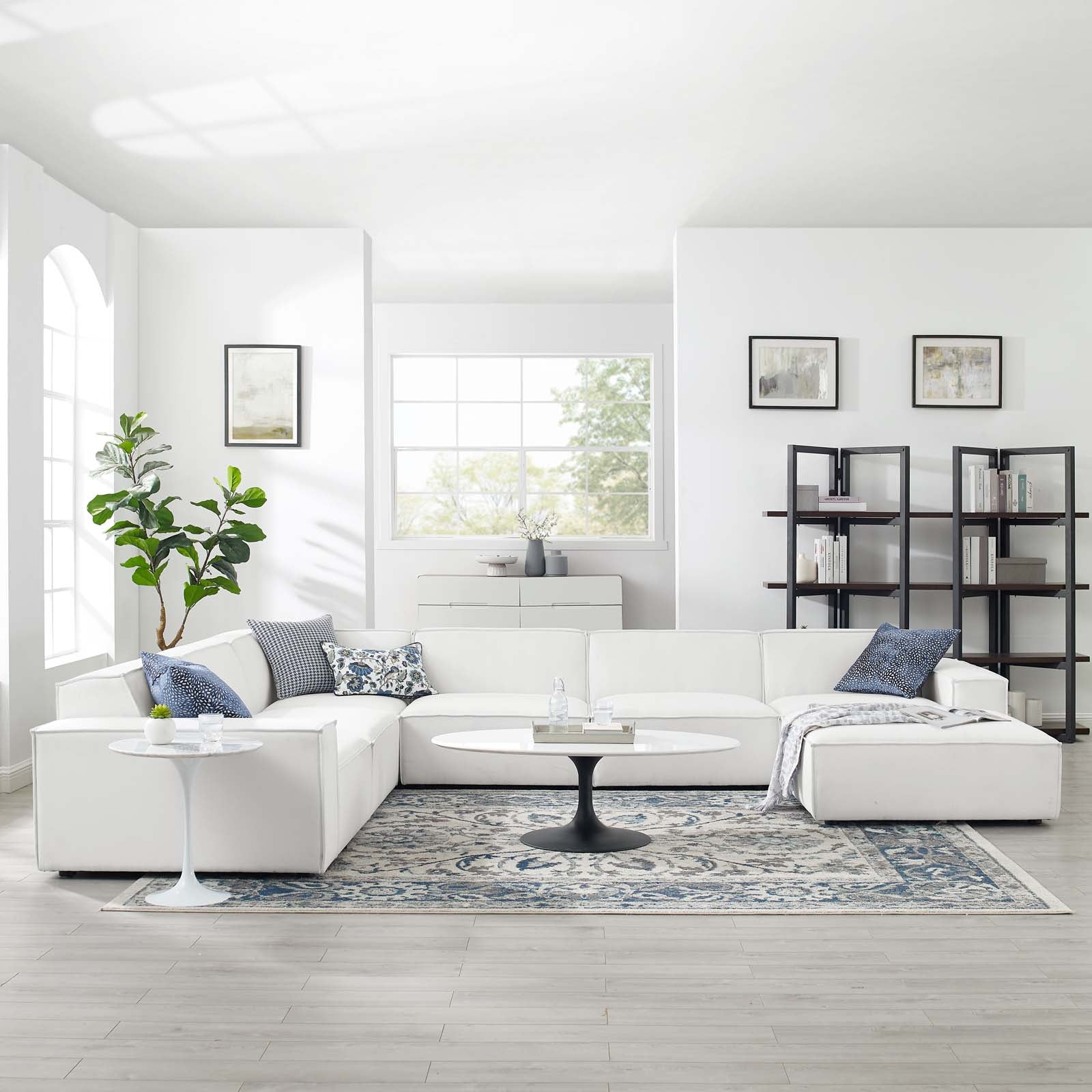 Modway Sectional Sofas - Restore 7-Piece Sectional Sofa White