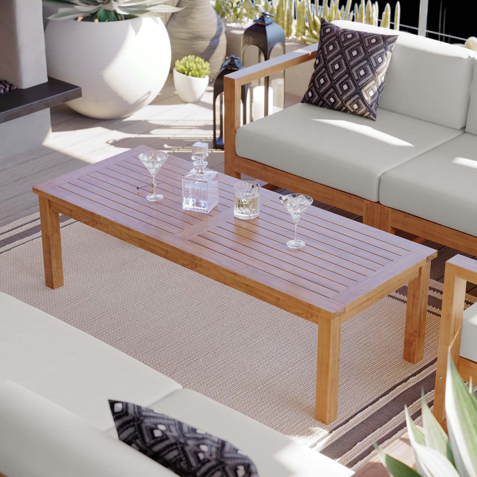 Modway Outdoor Coffee Tables - Upland Outdoor Patio Teak Wood Coffee Table Natural