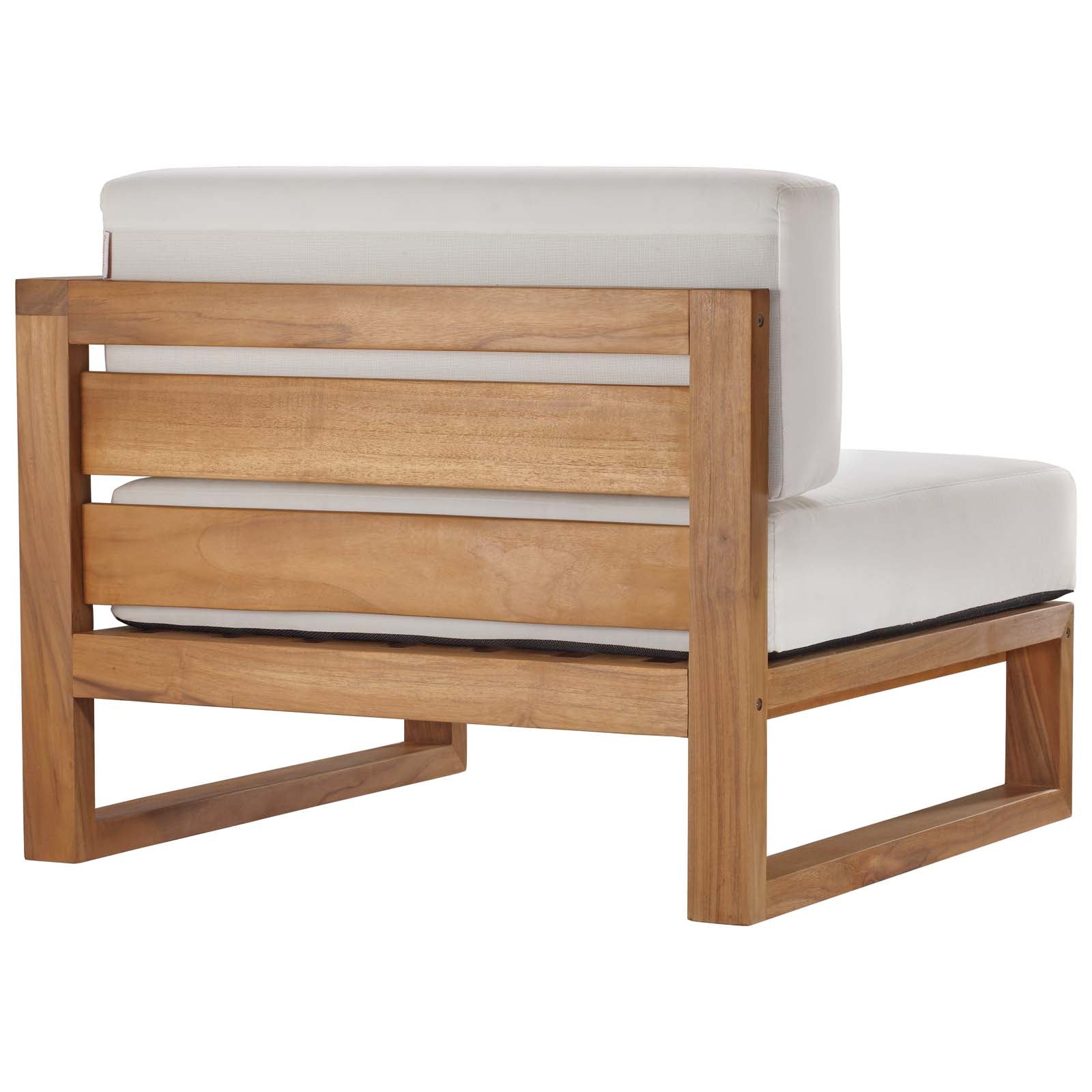 Modway Outdoor Chairs - Upland Outdoor Patio Teak Wood Right Arm Chair Natural White