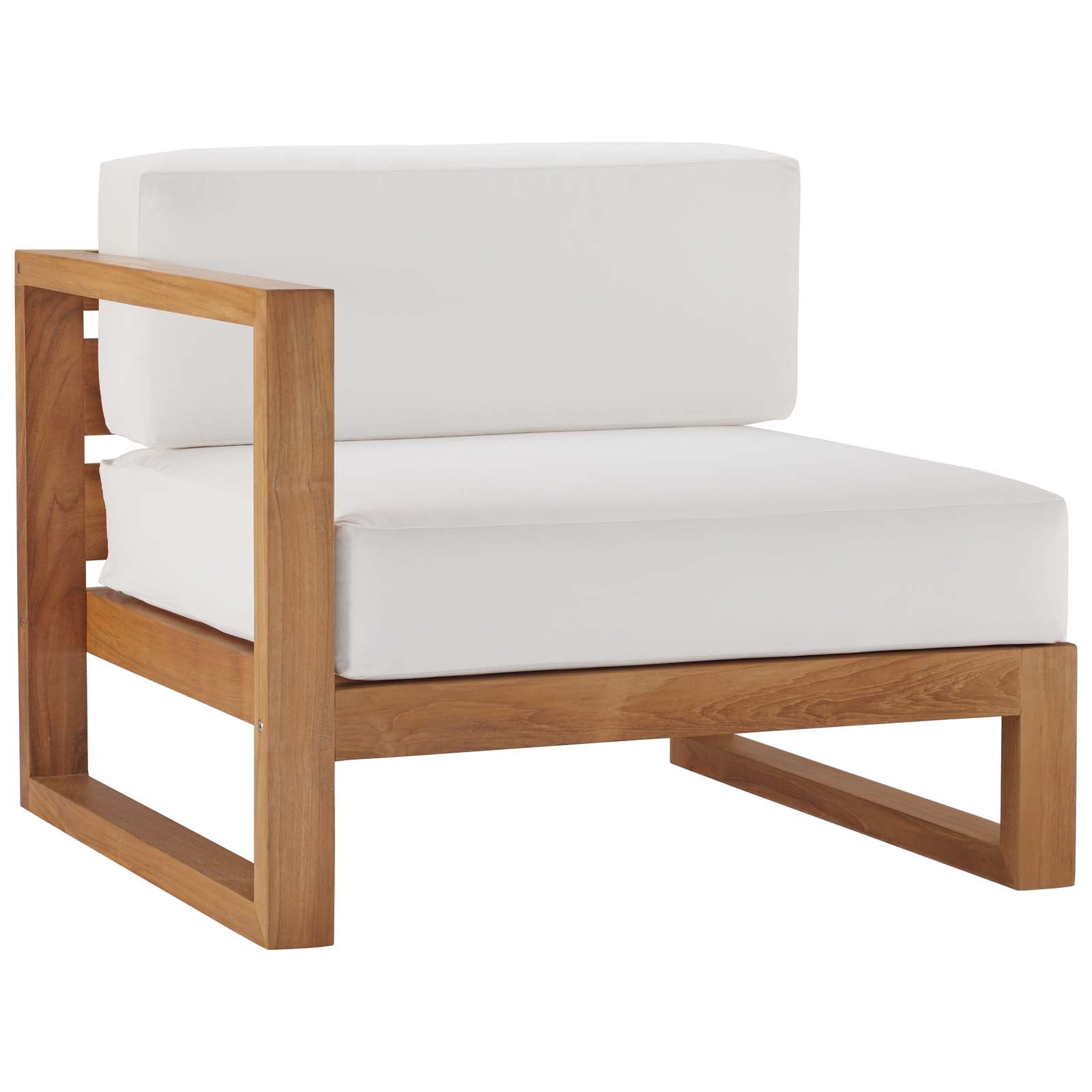 Modway Outdoor Chairs - Upland Outdoor Patio Teak Wood Left Arm Chair Natural White