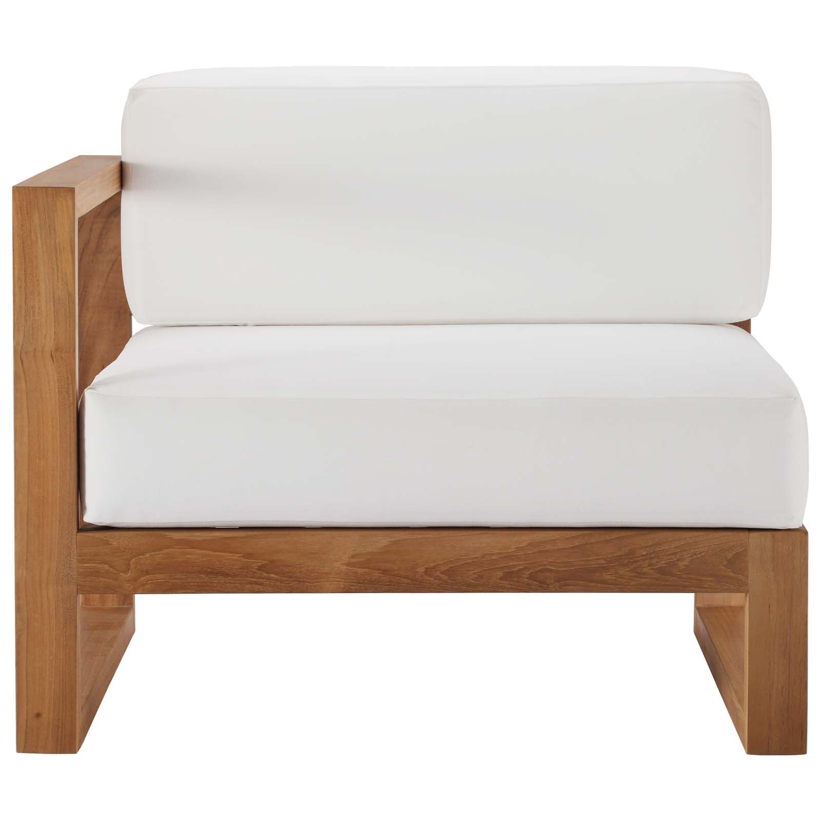 Modway Outdoor Chairs - Upland Outdoor Patio Teak Wood Left Arm Chair Natural White
