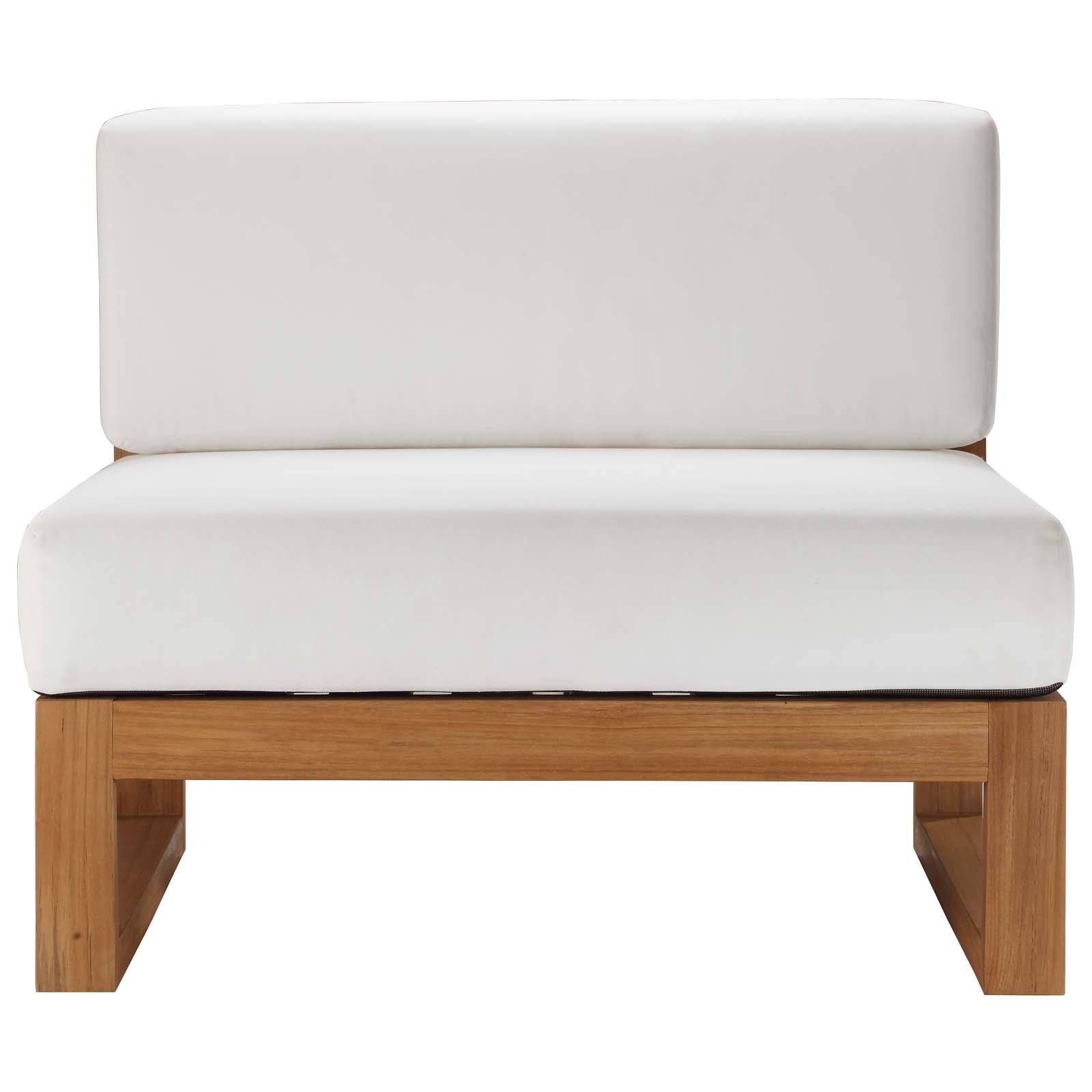 Modway Outdoor Chairs - Upland Outdoor Patio Teak Wood Armless Chair Natural White