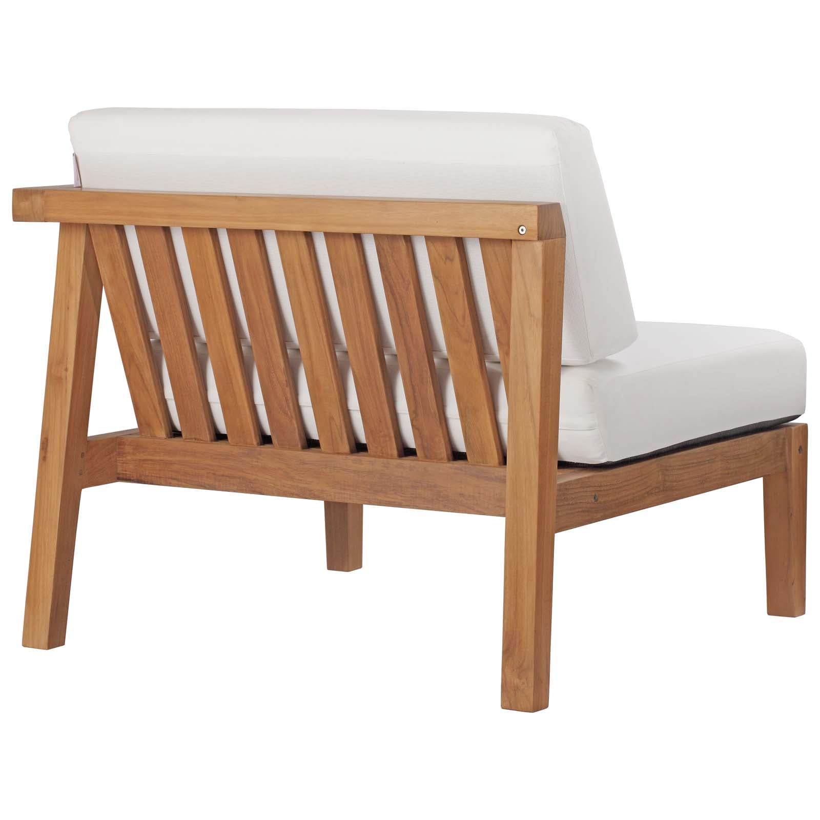 Modway Outdoor Sofas - Bayport-Outdoor-Patio-Teak-Wood-Right-Arm-Chair-Natural-White