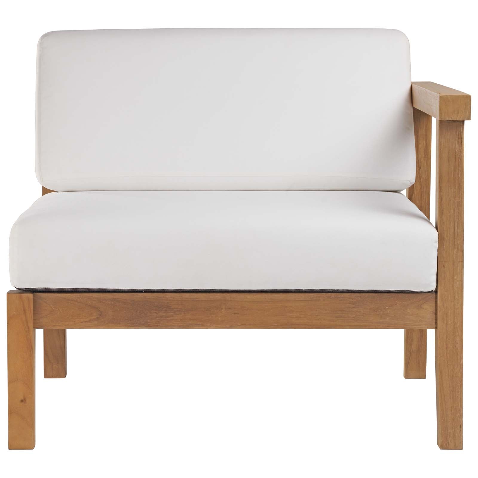 Modway Outdoor Sofas - Bayport-Outdoor-Patio-Teak-Wood-Right-Arm-Chair-Natural-White