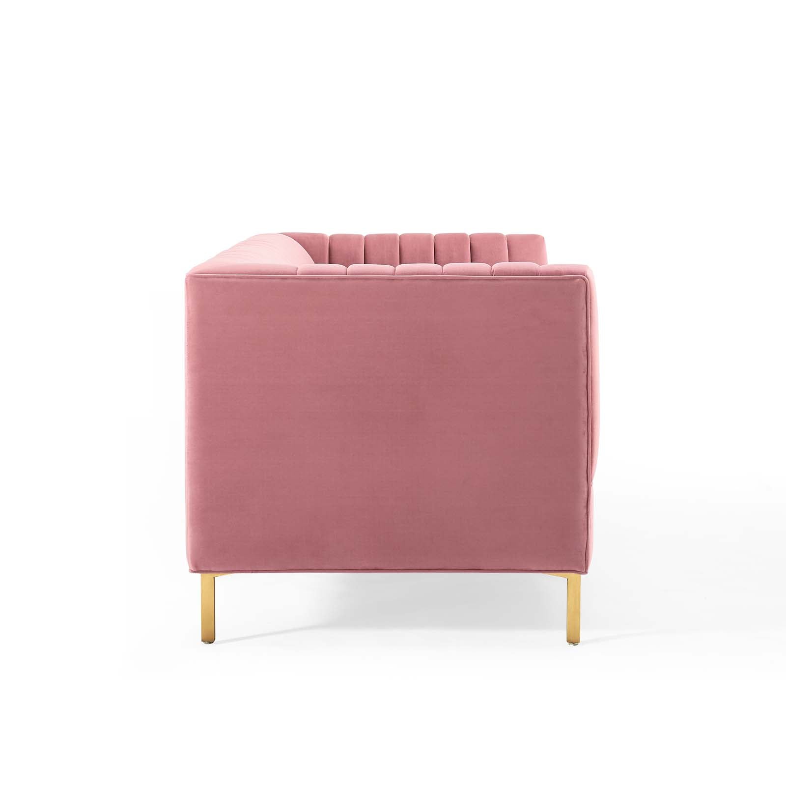 Modway Sofas & Couches - Shift Channel Tufted Performance Velvet Sofa Dusty Rose