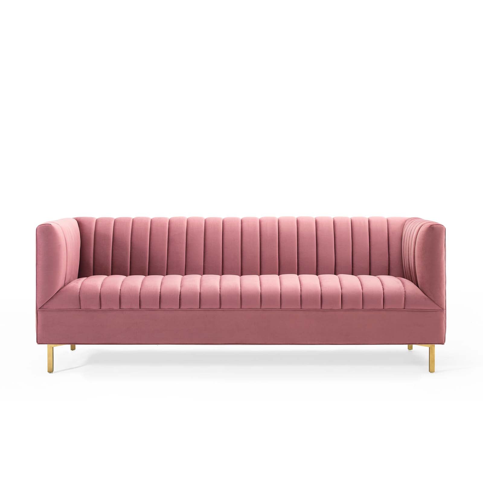 Modway Sofas & Couches - Shift Channel Tufted Performance Velvet Sofa Dusty Rose