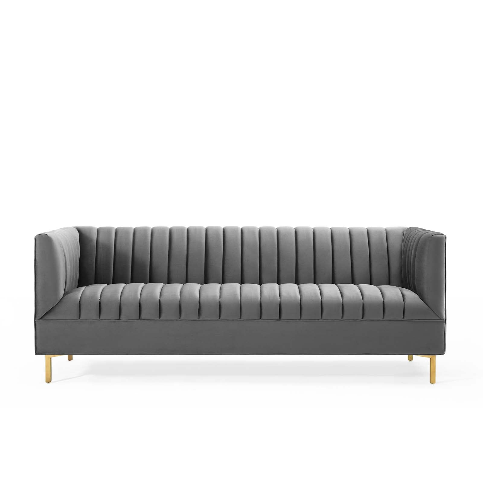 Modway Sofas & Couches - Shift Channel Tufted Performance Velvet Sofa Gray