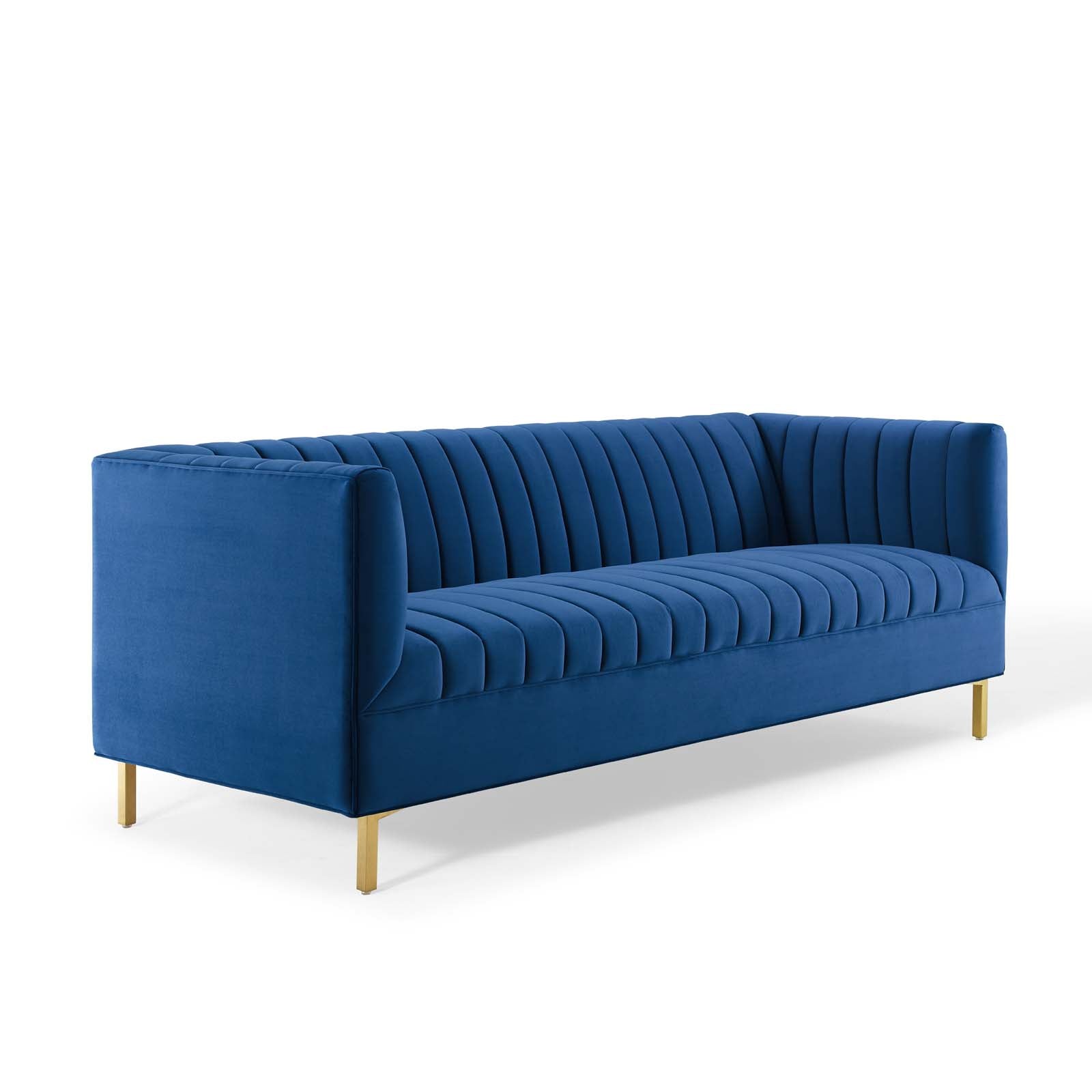 Modway Sofas & Couches - Shift Channel Tufted Performance Velvet Sofa Navy