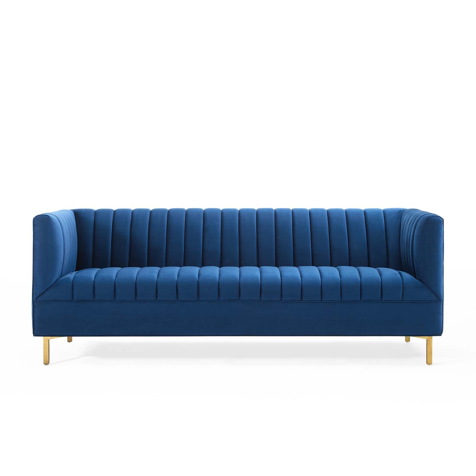 Modway Sofas & Couches - Shift Channel Tufted Performance Velvet Sofa Navy
