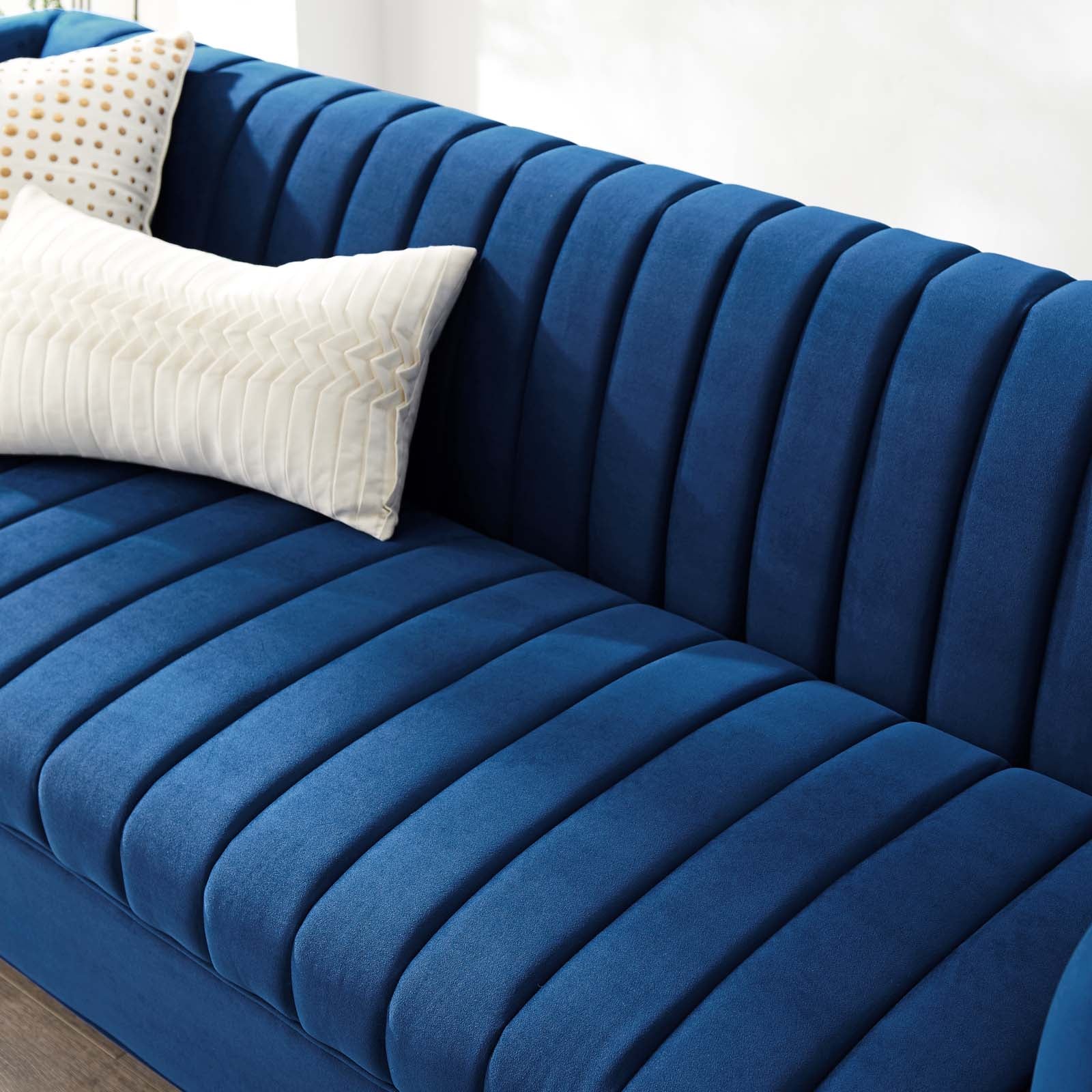 Modway Sofas & Couches - Shift Channel Tufted Performance Velvet Sofa Navy