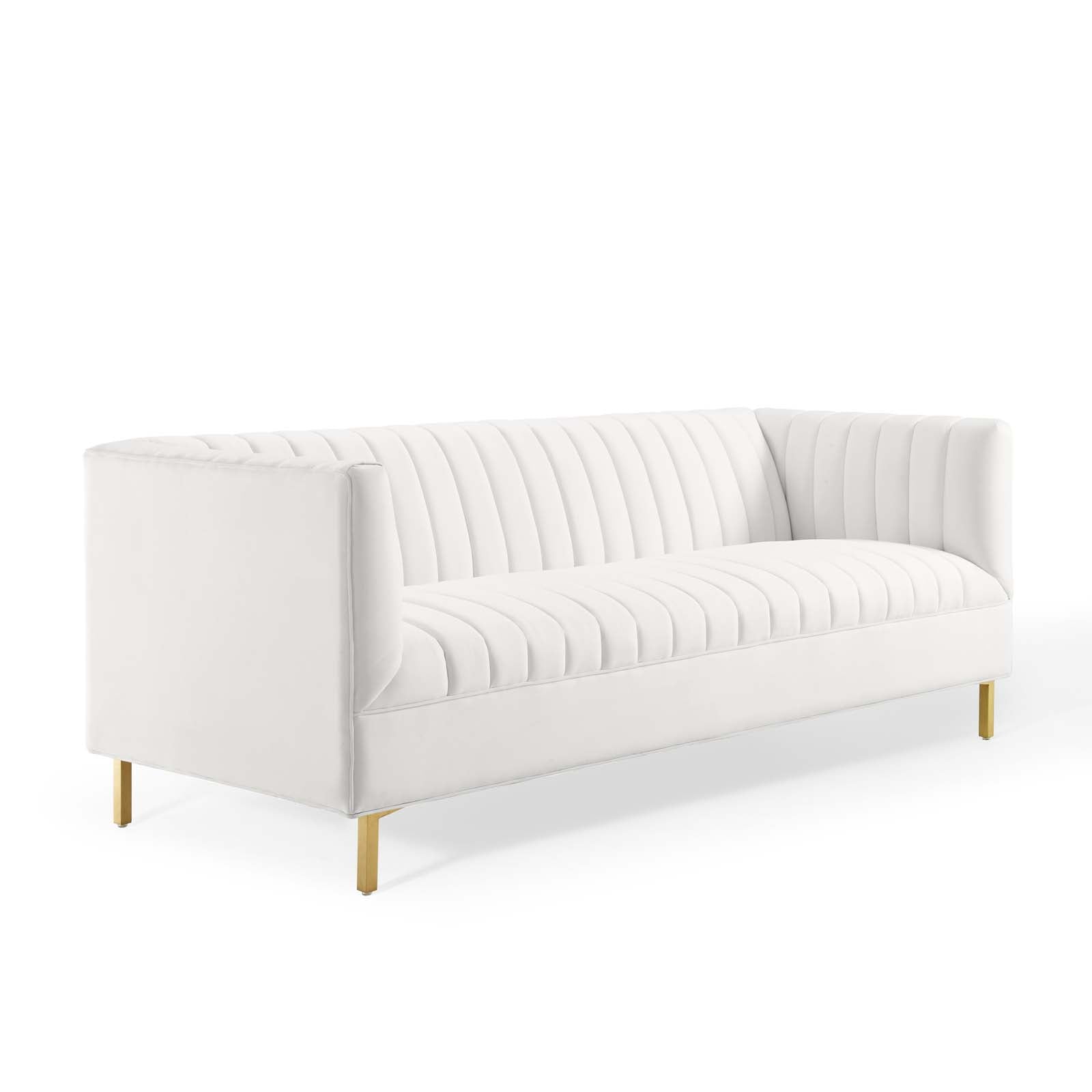 Modway Sofas & Couches - Shift Channel Tufted Performance Velvet Sofa White