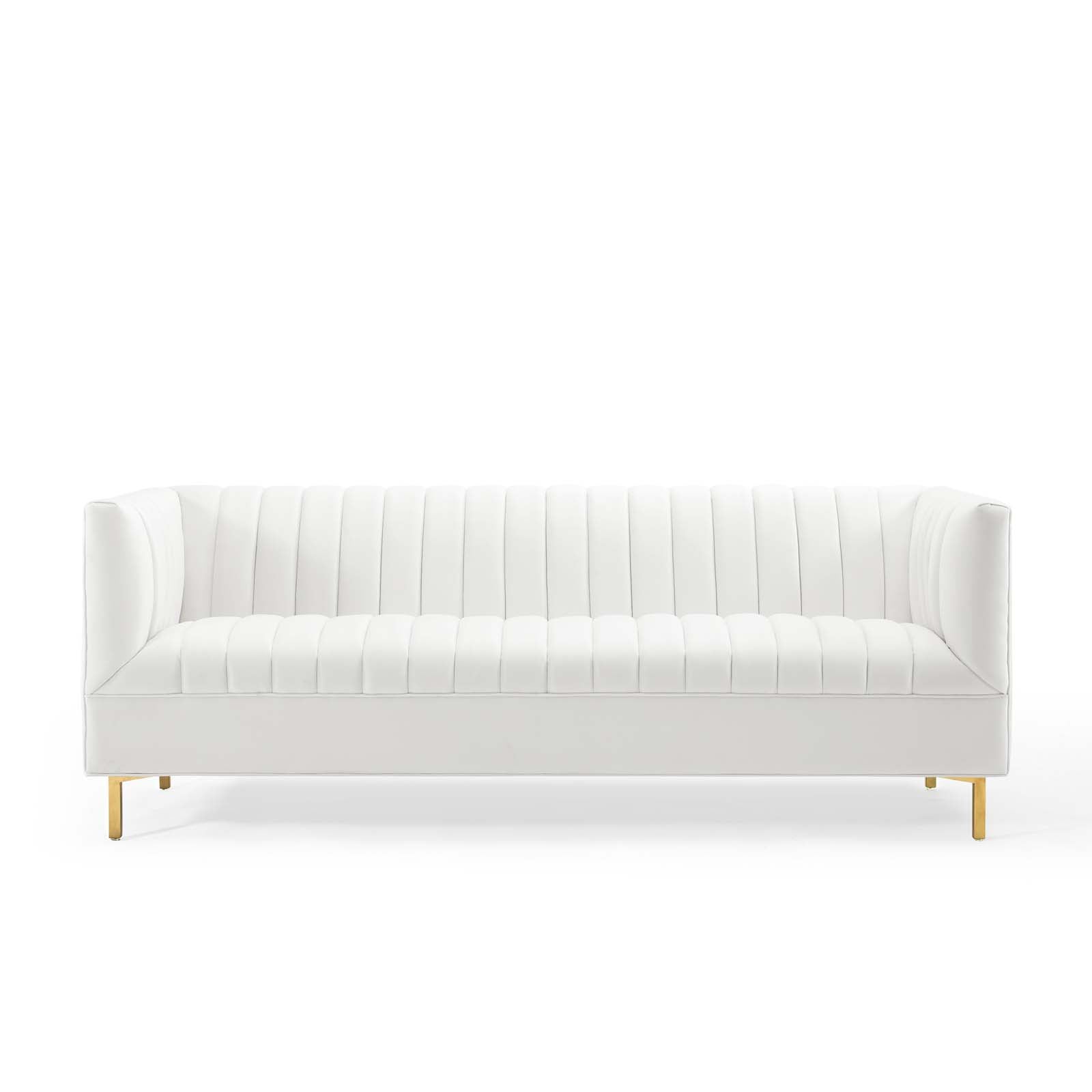 Modway Sofas & Couches - Shift Channel Tufted Performance Velvet Sofa White